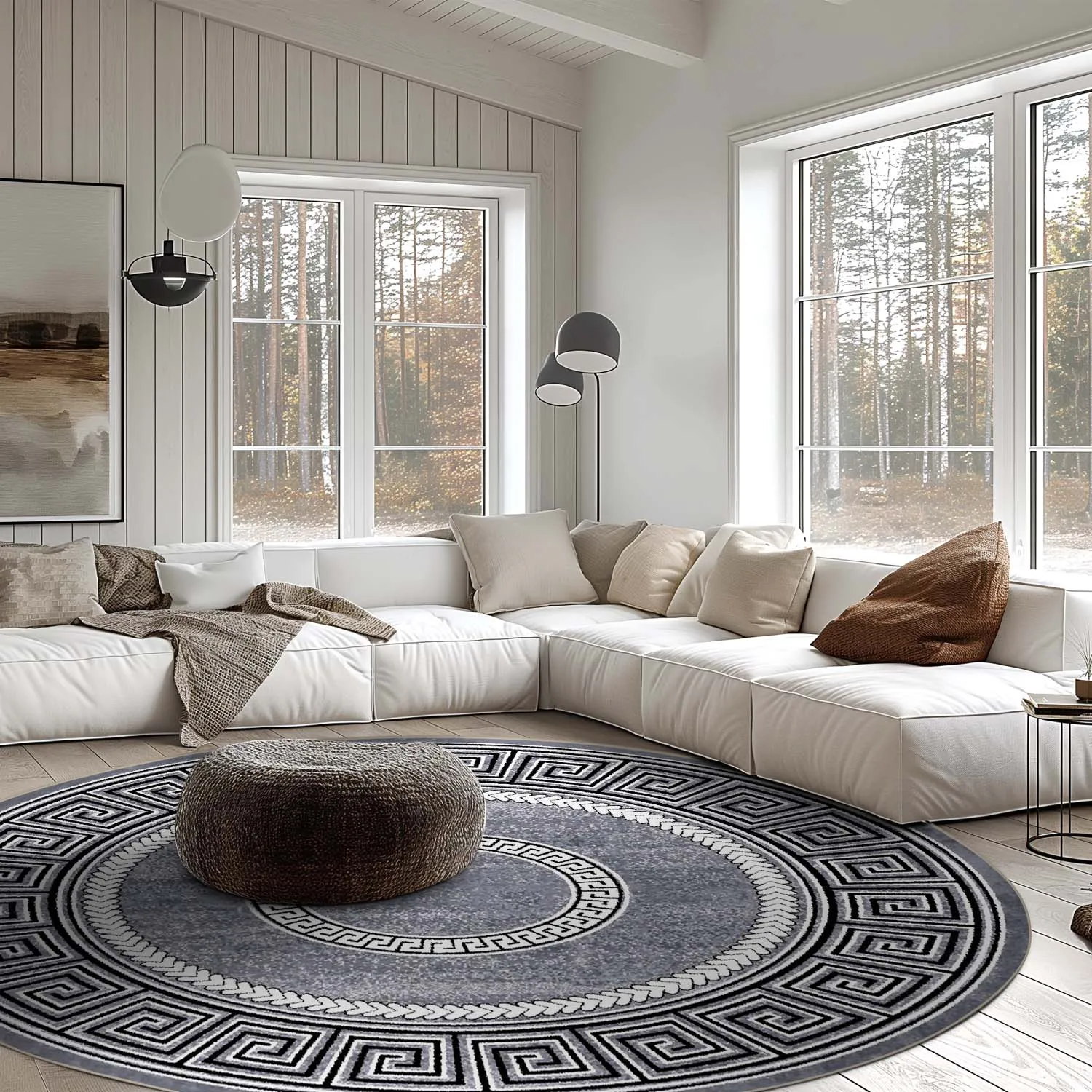 Rundt tæppe - Ankara Versace (grå)