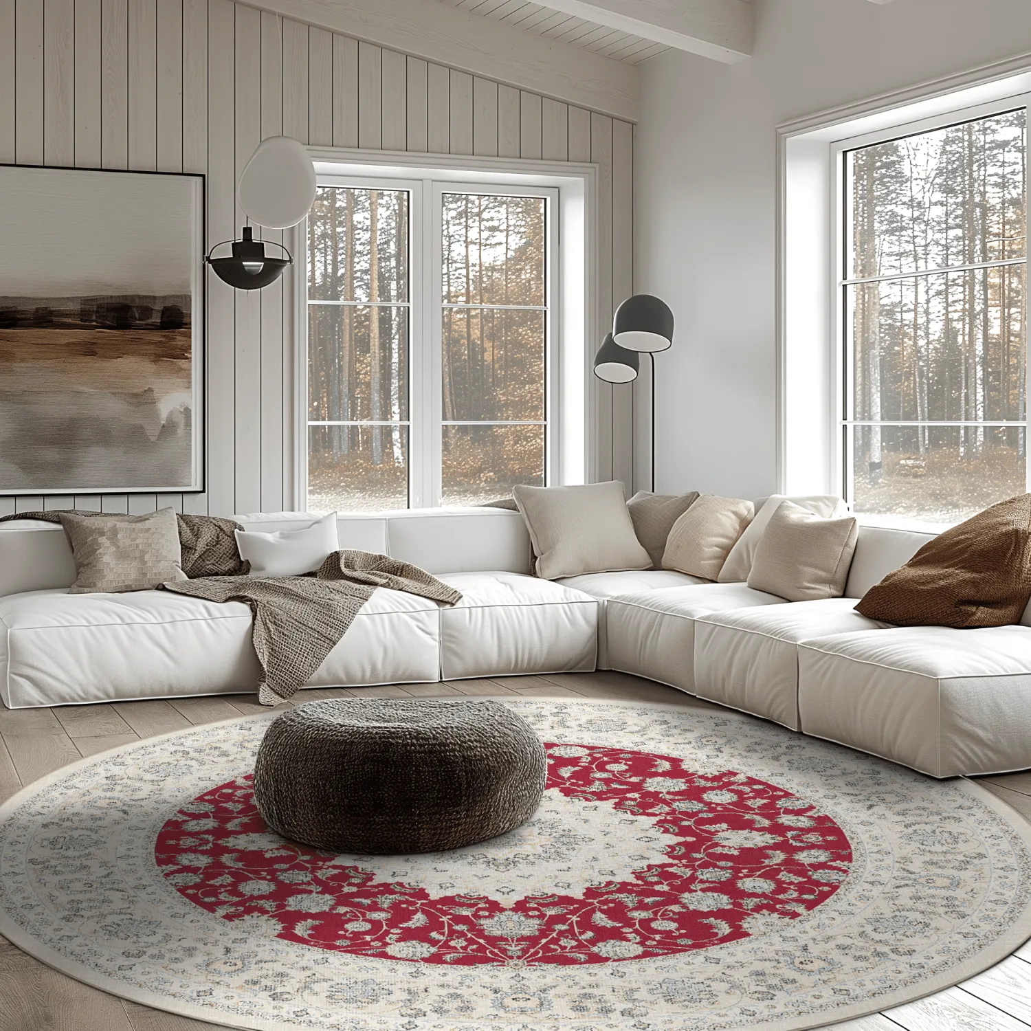 Rundt tæppe - Arabella (rød)