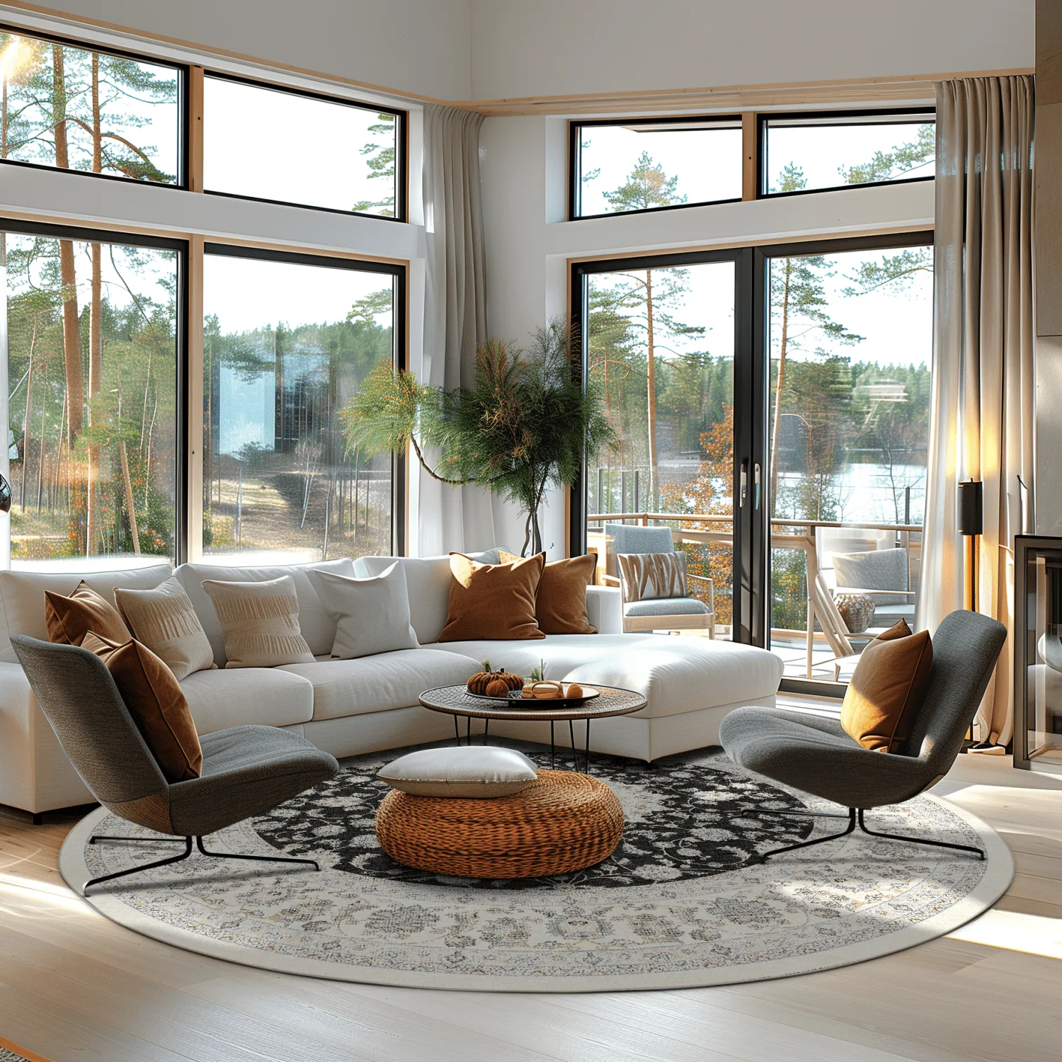 Rundt tæppe - Arabella (sort)