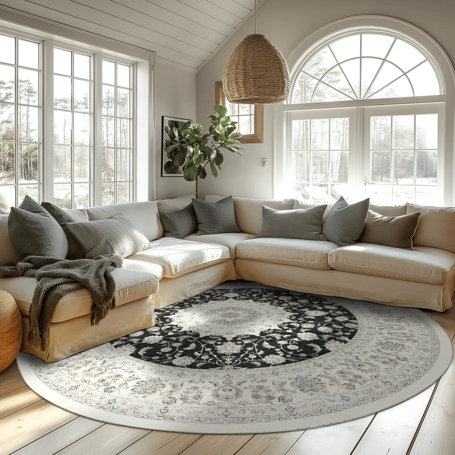 Rundt tæppe - Arabella (sort)