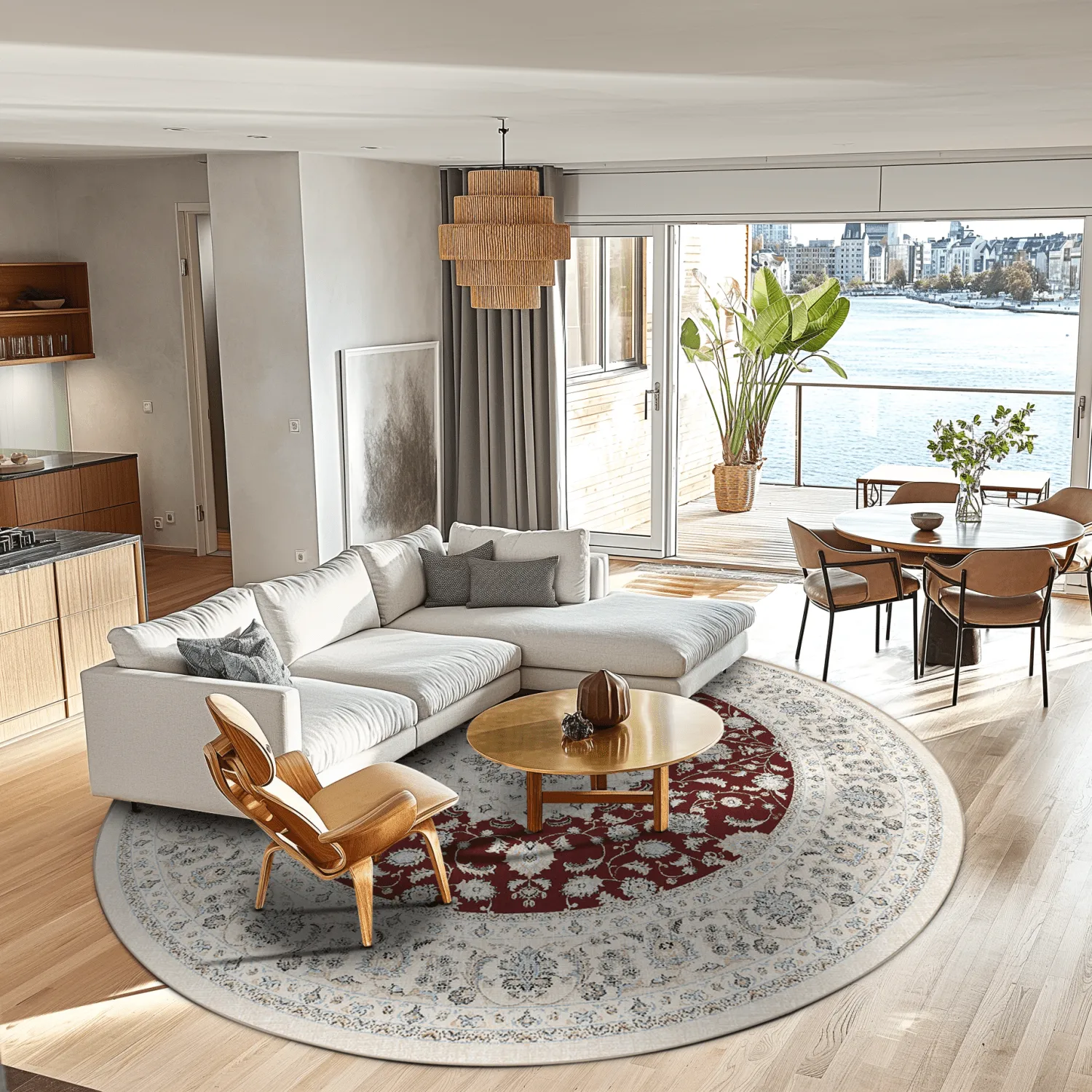 Rundt tæppe - Arabella (bordeaux)