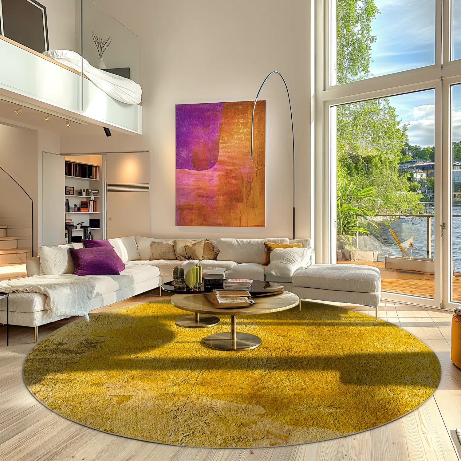 Rundt tæppe - Arbus (guld)