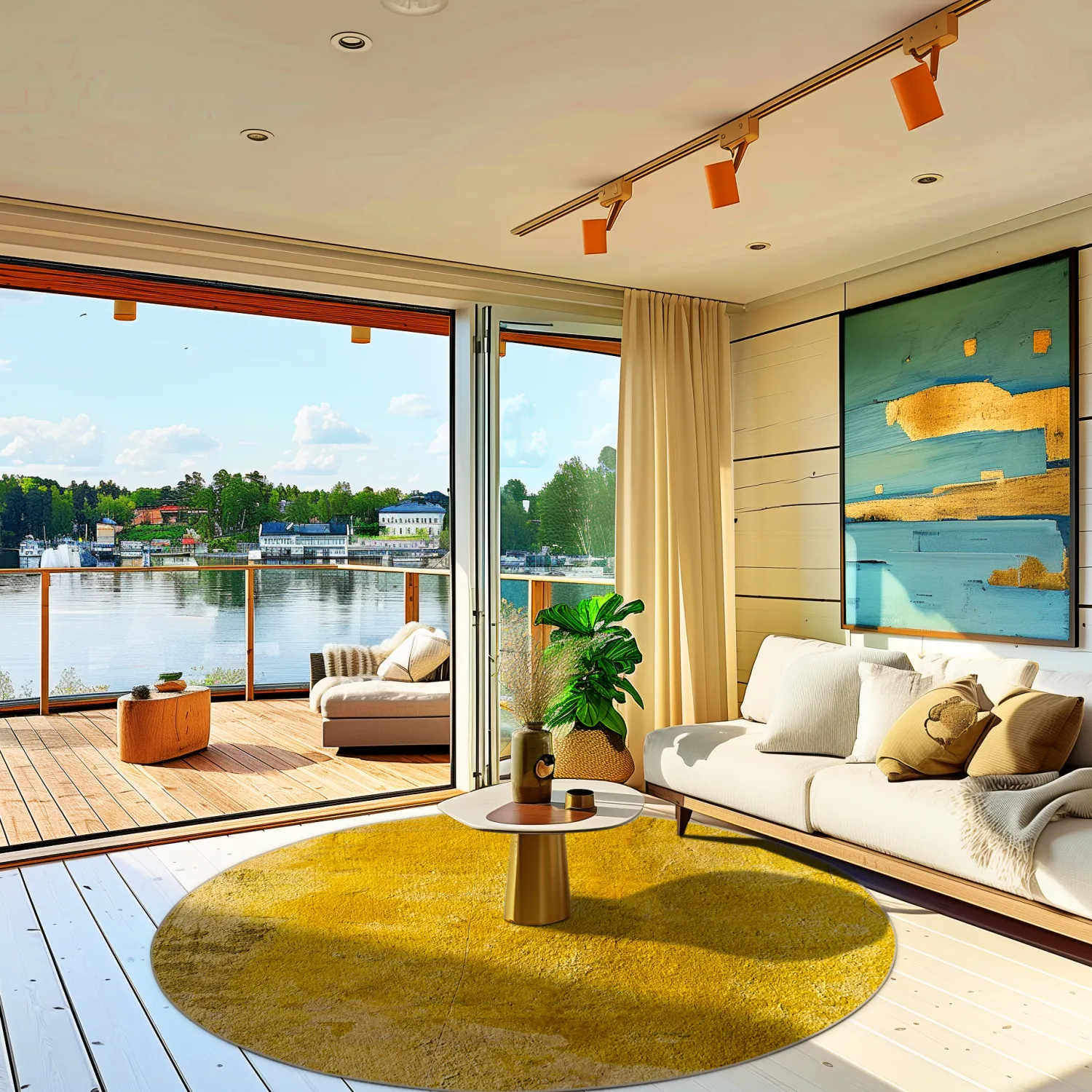 Rundt tæppe - Arbus (guld)