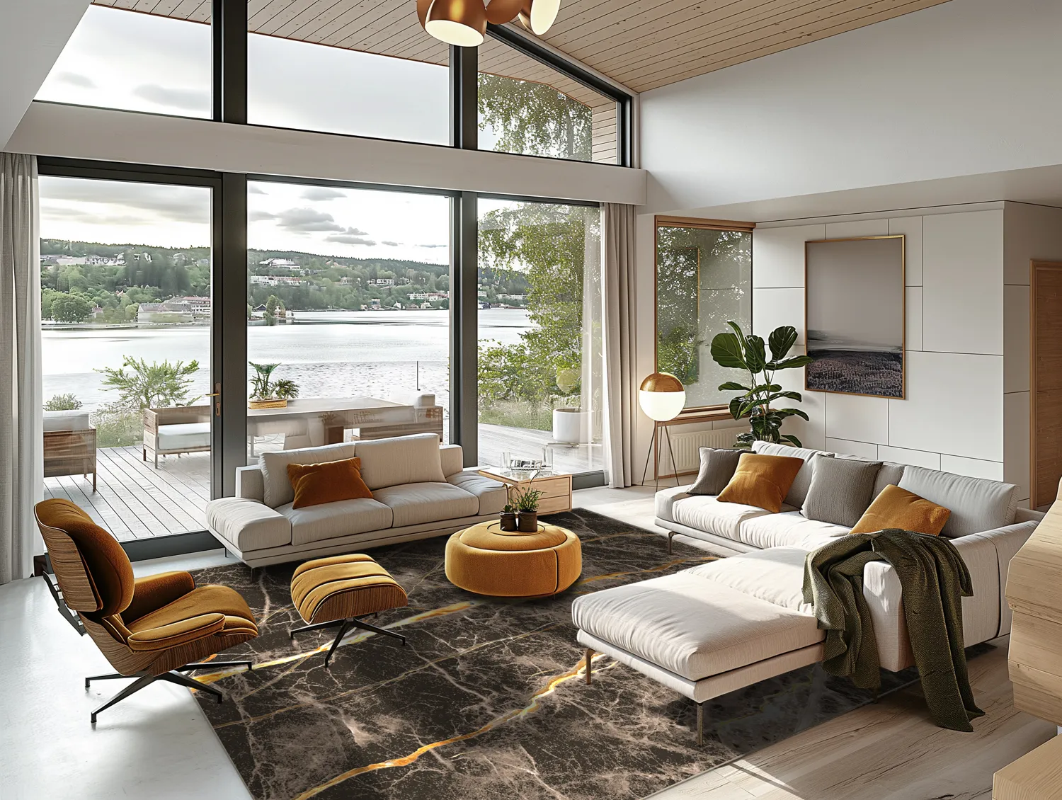 Wilton-tæppe - Aris (sort/guld)