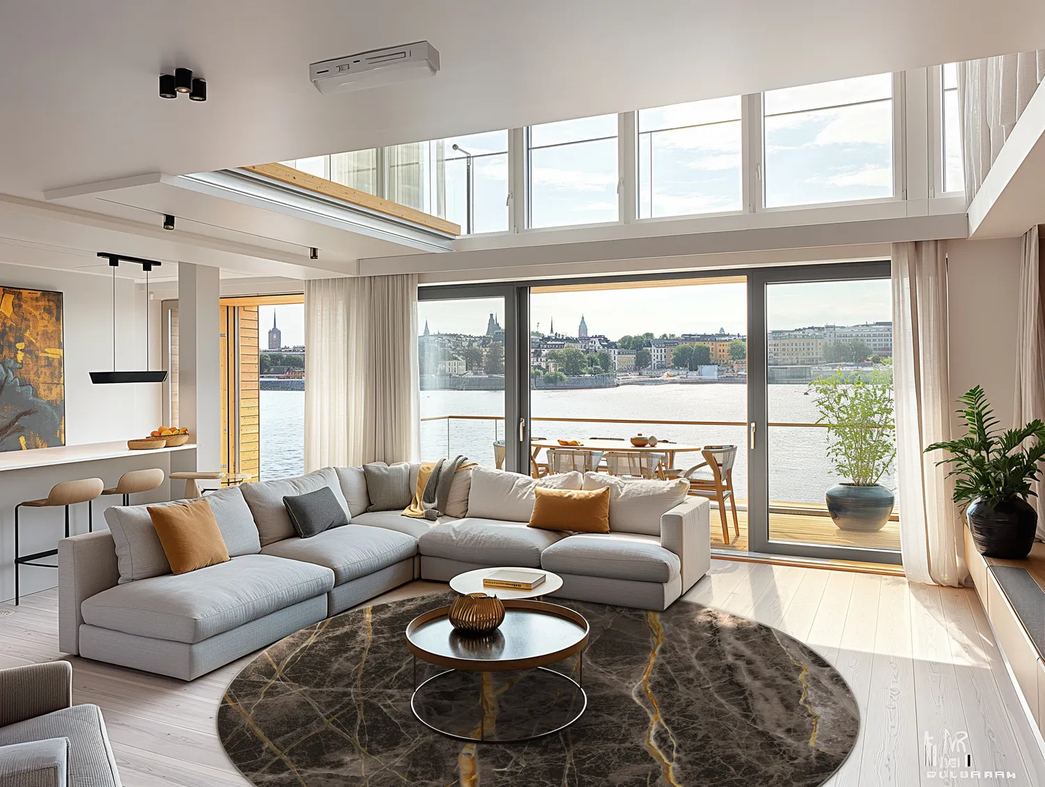 Rundt tæppe - Aris (sort/guld)