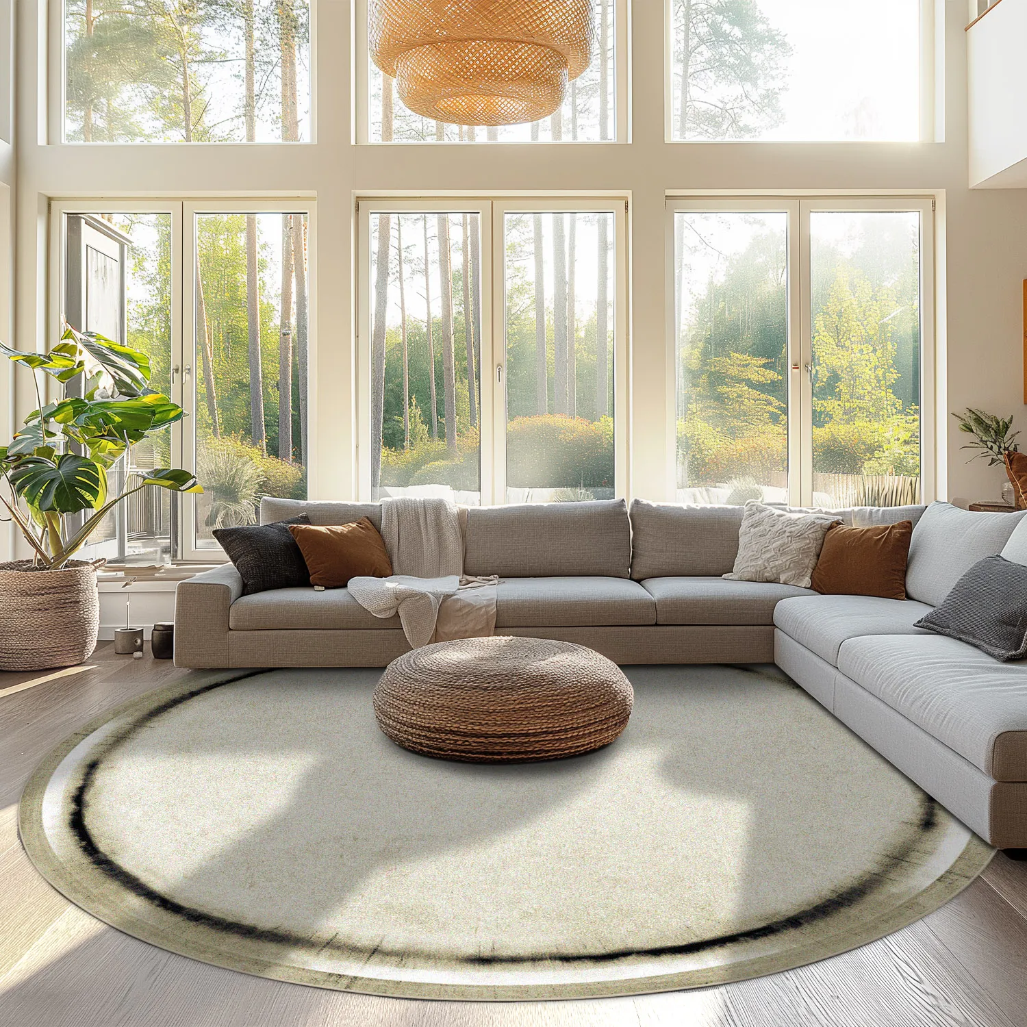 Rundt tæppe - Arriate (beige/grå)