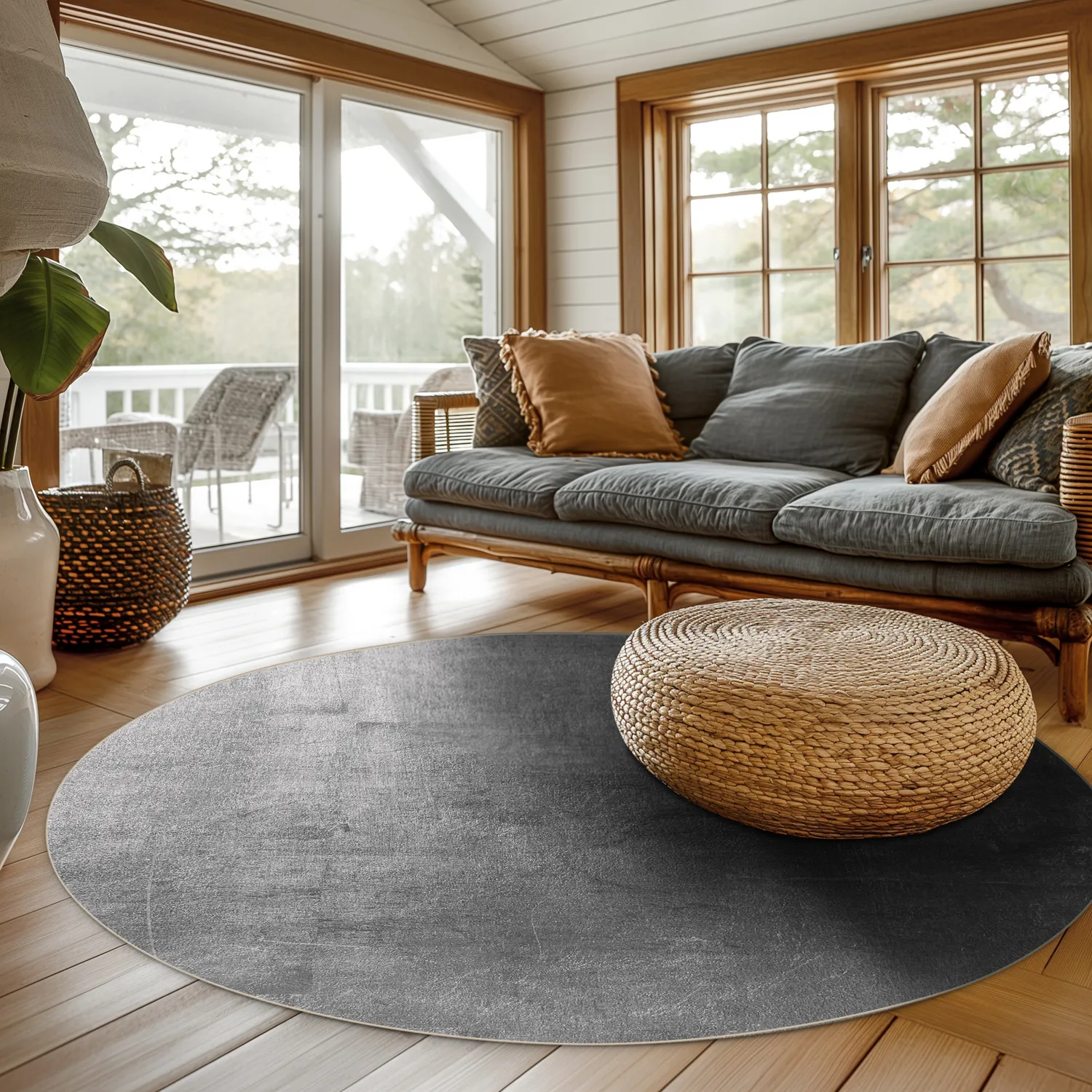 Rundt tæppe - Artena (grå)