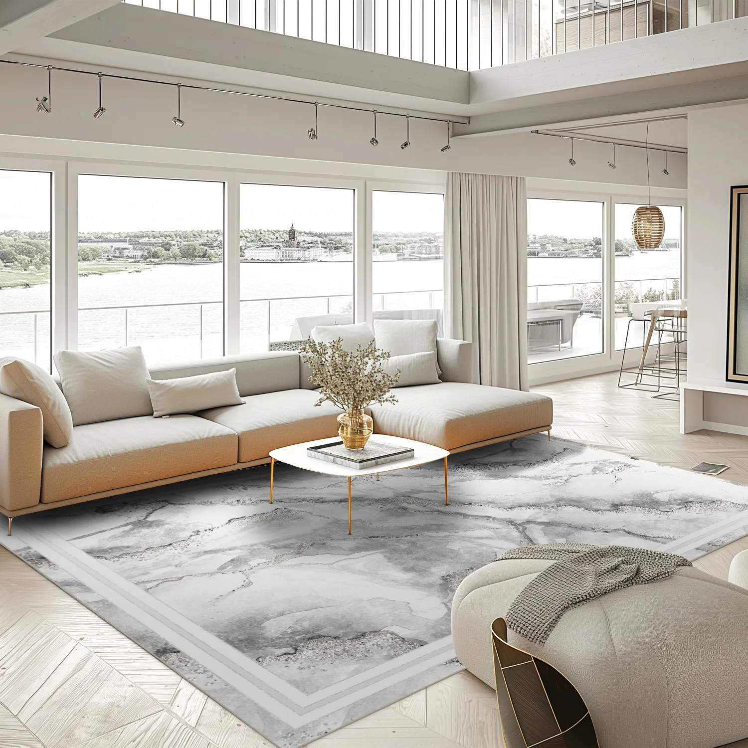 Wilton-tæppe - Attika (grå/hvid)