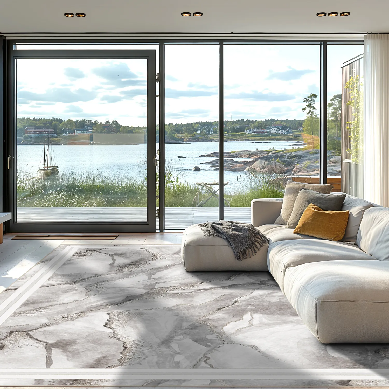 Wilton-tæppe - Attika (grå/hvid)