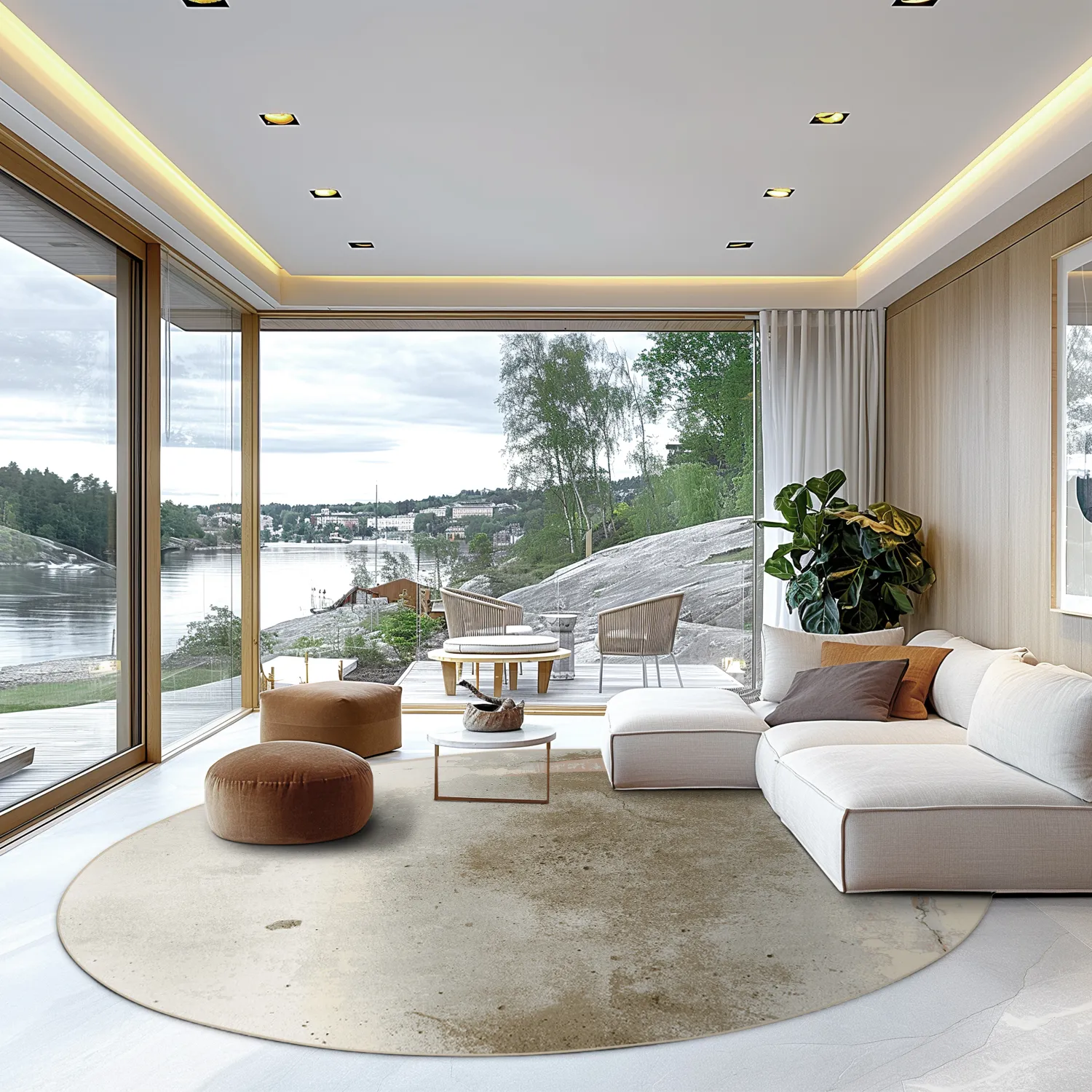 Rundt tæppe - Aurelia (beige)