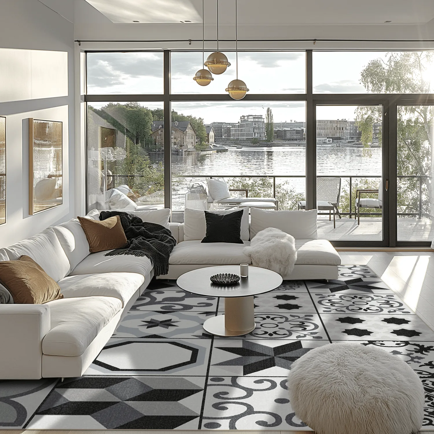 Wilton-tæppe - Avent (beige/sort)