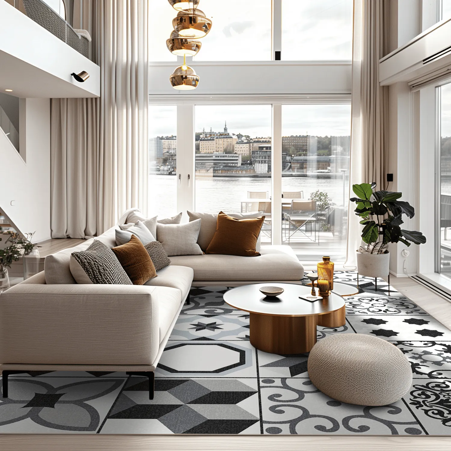 Wilton-tæppe - Avent (beige/sort)