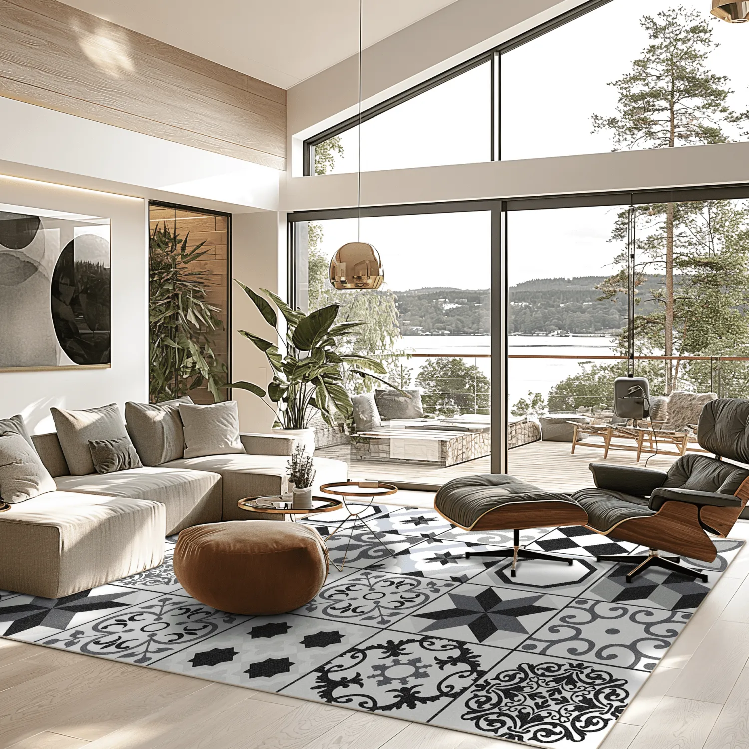 Wilton-tæppe - Avent (beige/sort)