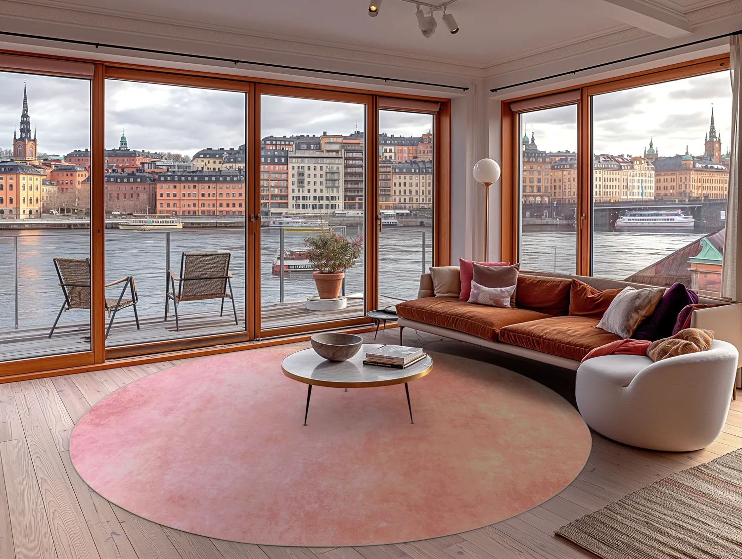 Rundt tæppe - Baden (lyserød)