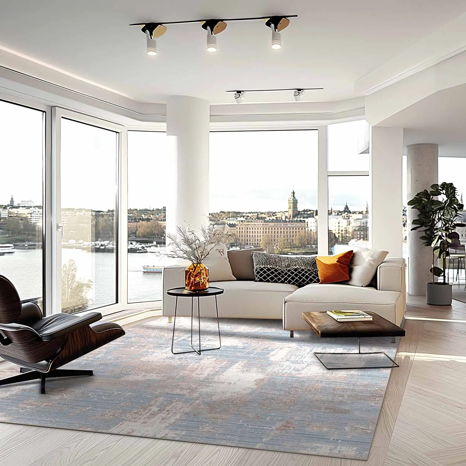 Wilton-tæppe - Bardia (blå/grå)