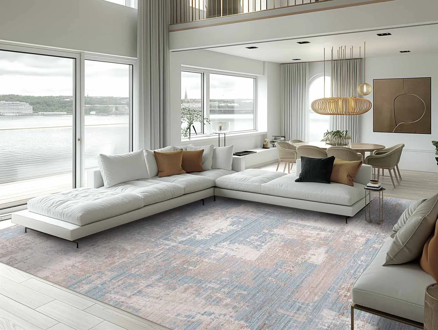 Wilton-tæppe - Bardia (blå/grå)