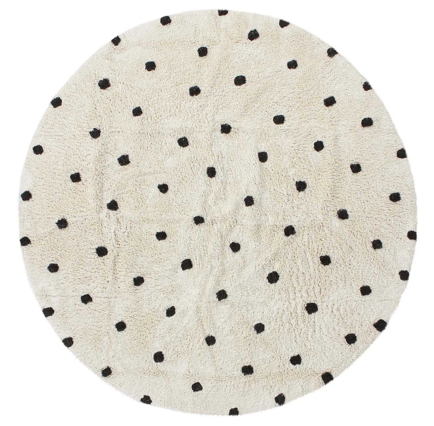 Runde tæpper - Belle Natural Cotton Shaggy (offwhite/sort)