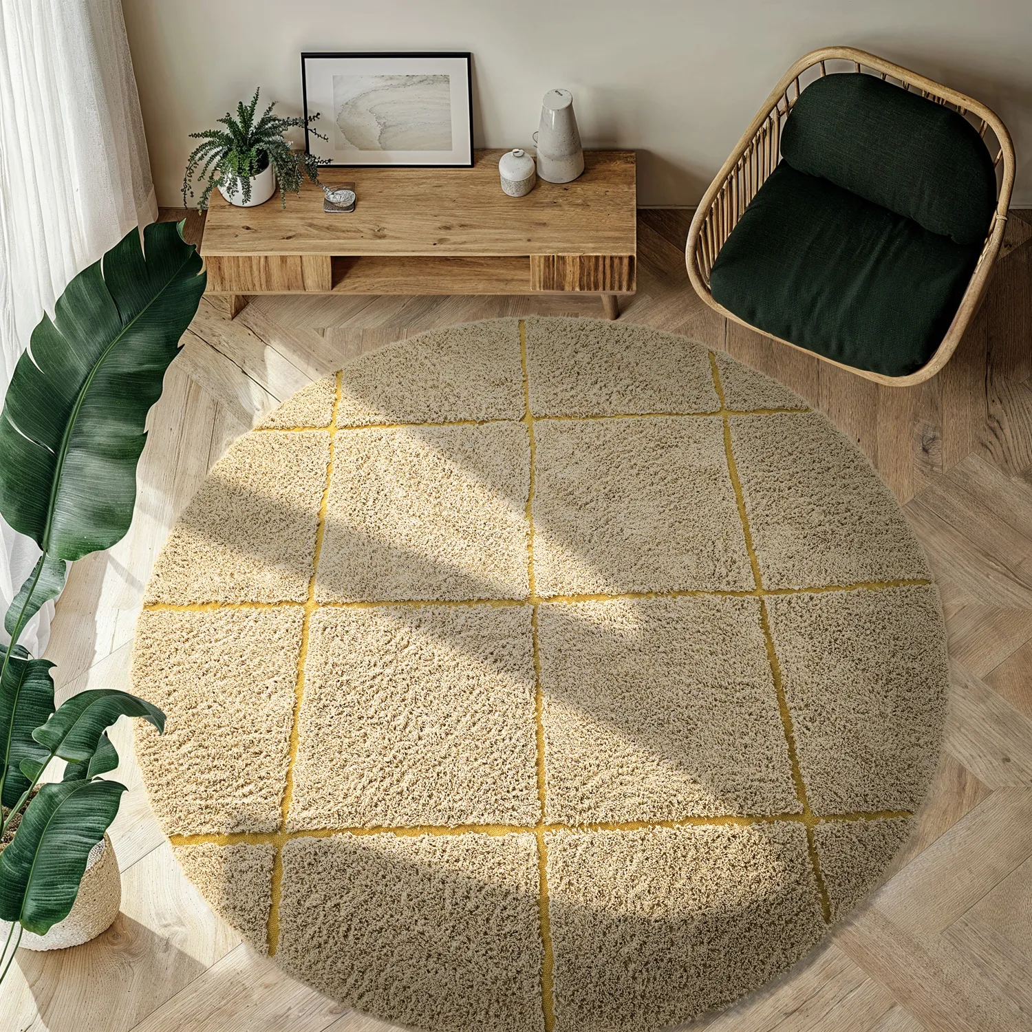 Runde tæpper - Bellevue Natural Cotton Shaggy (beige/brun)