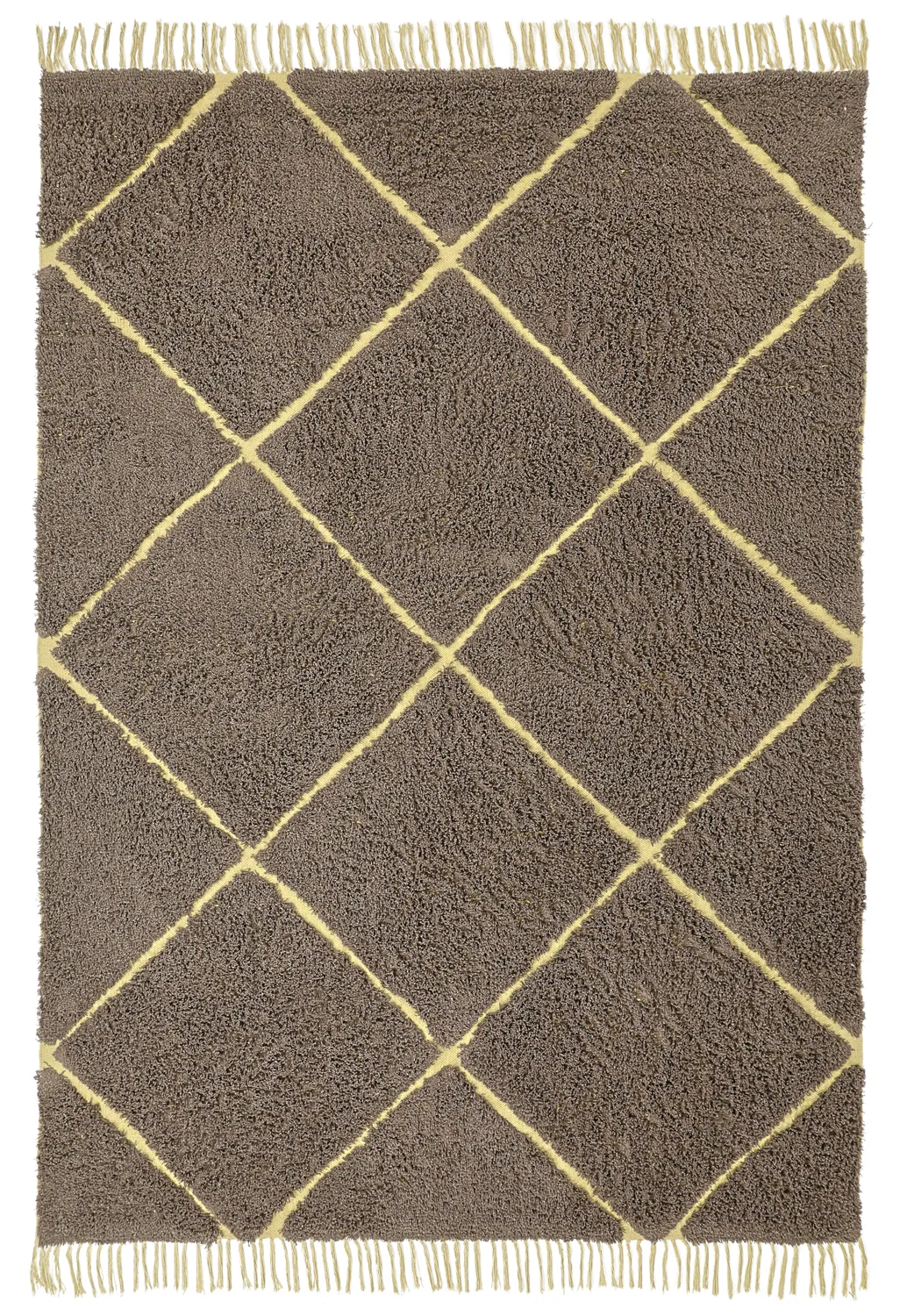 Ryatæpper - Bellevue Natural Cotton Shaggy (brun/gul)