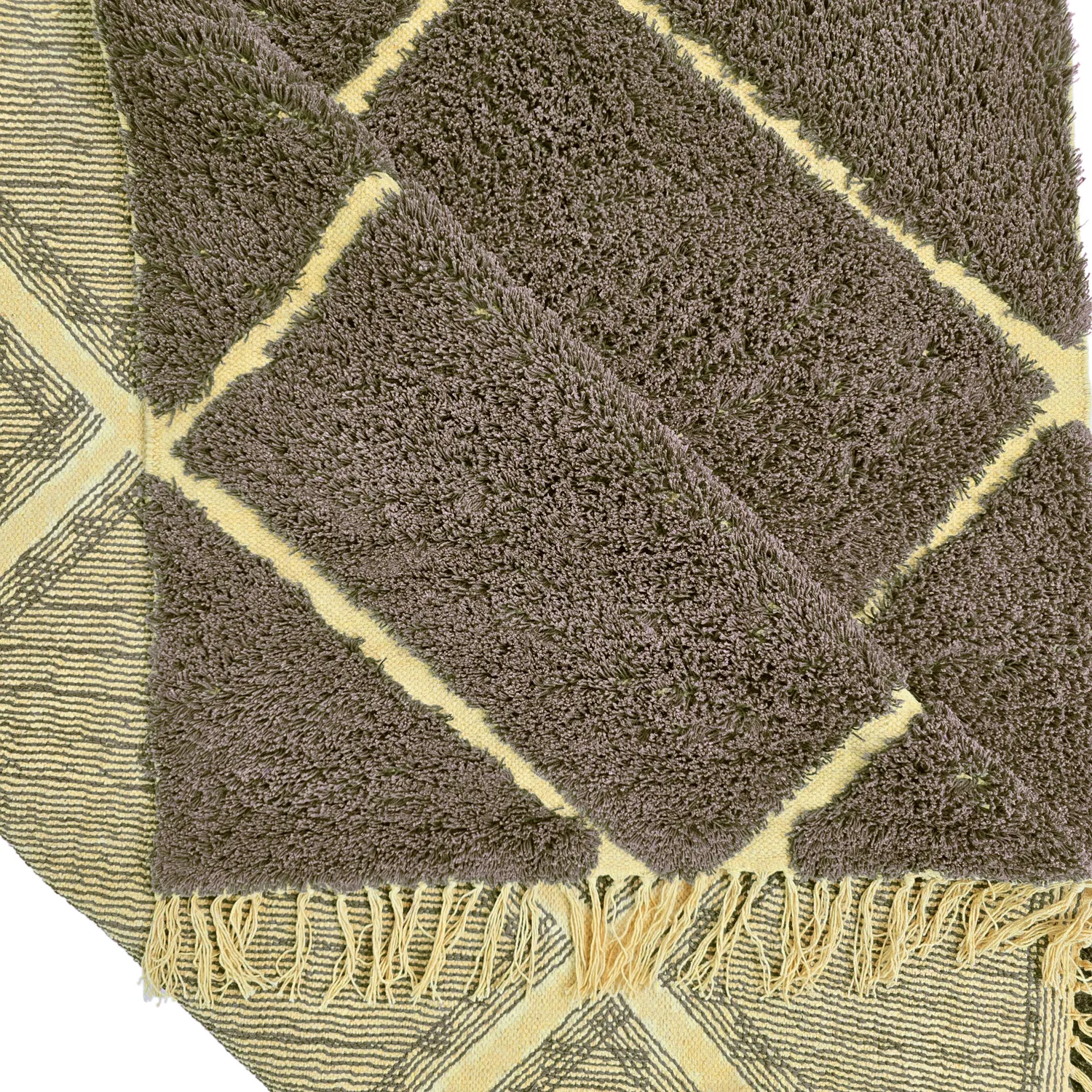 Ryatæpper - Bellevue Natural Cotton Shaggy (brun/gul)