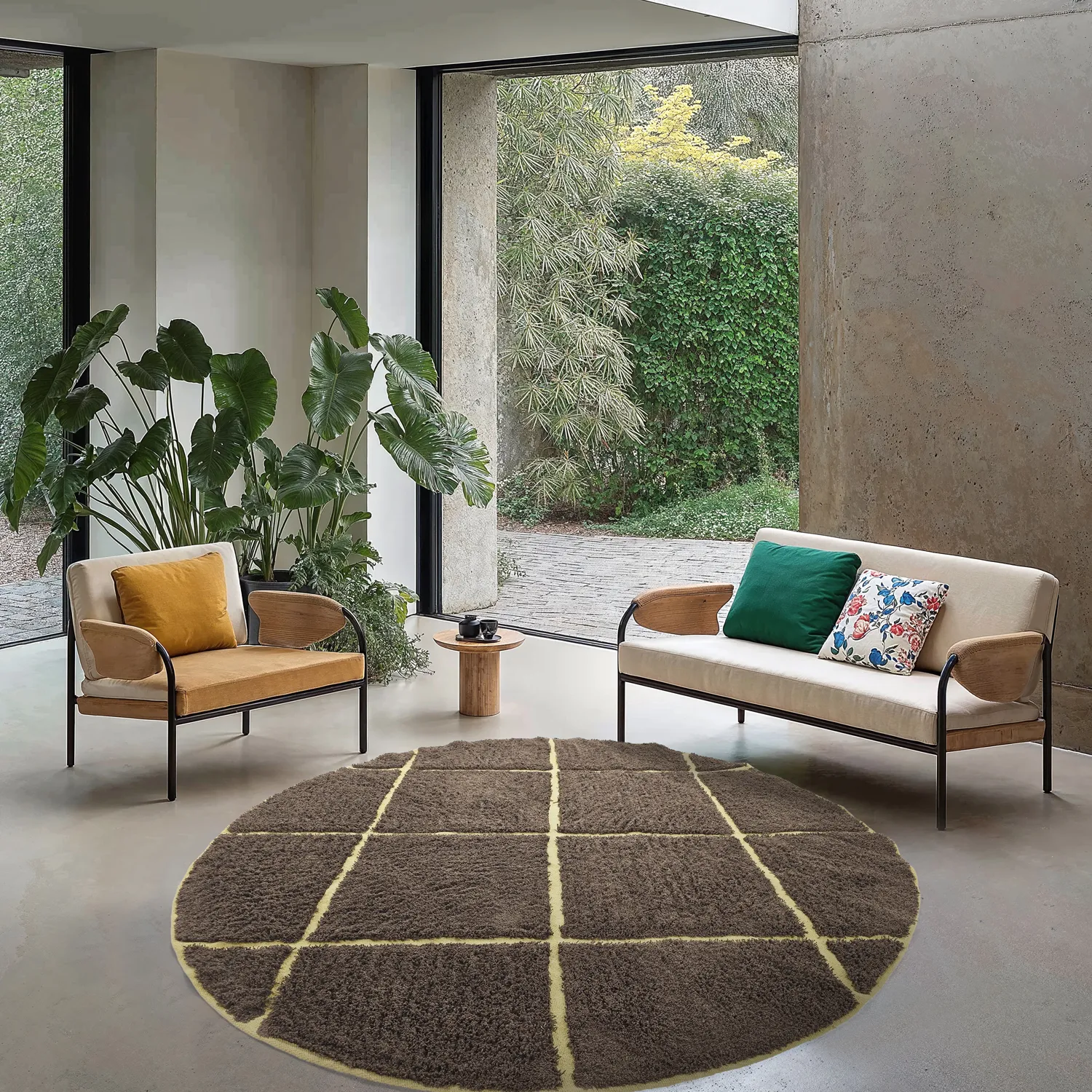 Runde tæpper - Bellevue Natural Cotton Shaggy (brun/gul)