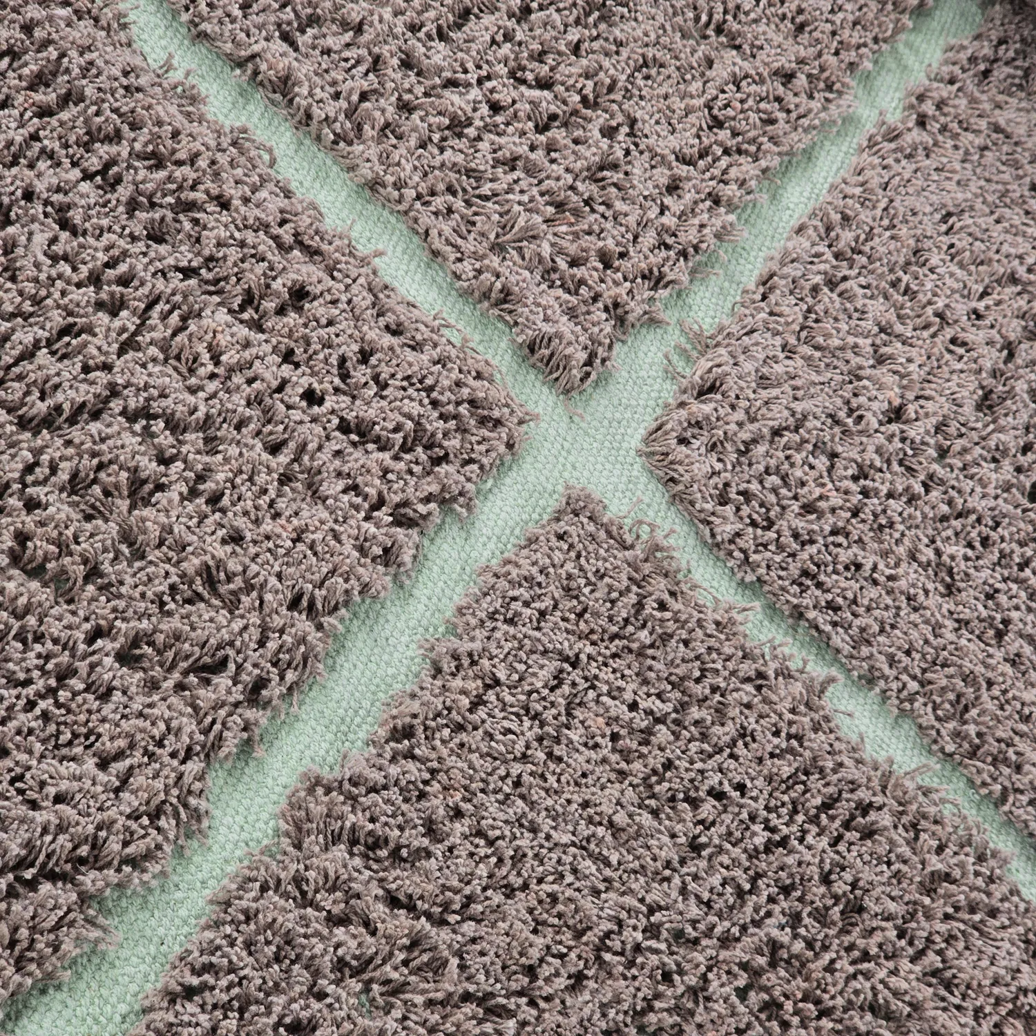 Runde tæpper - Bellevue Natural Cotton Shaggy (taupe/grøn)