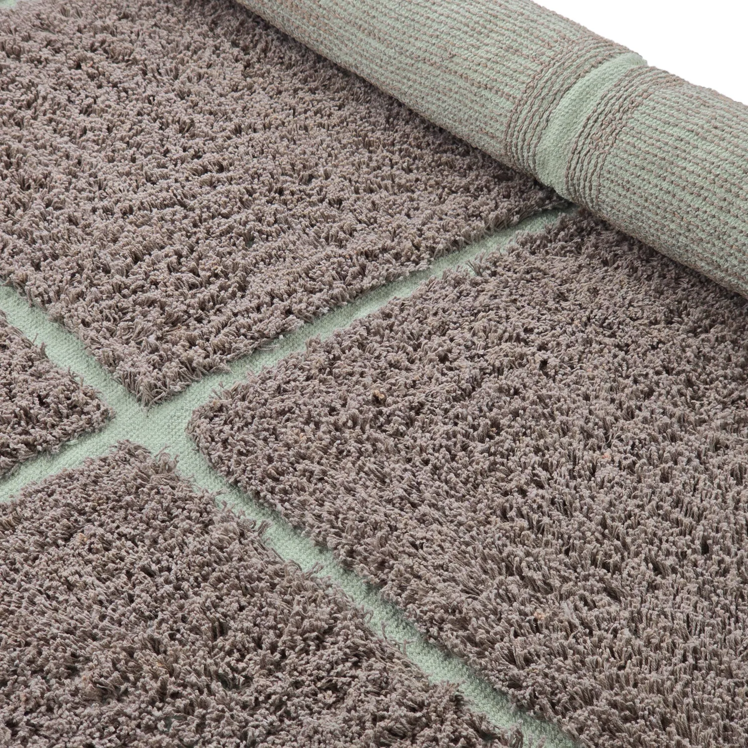 Runde tæpper - Bellevue Natural Cotton Shaggy (taupe/grøn)