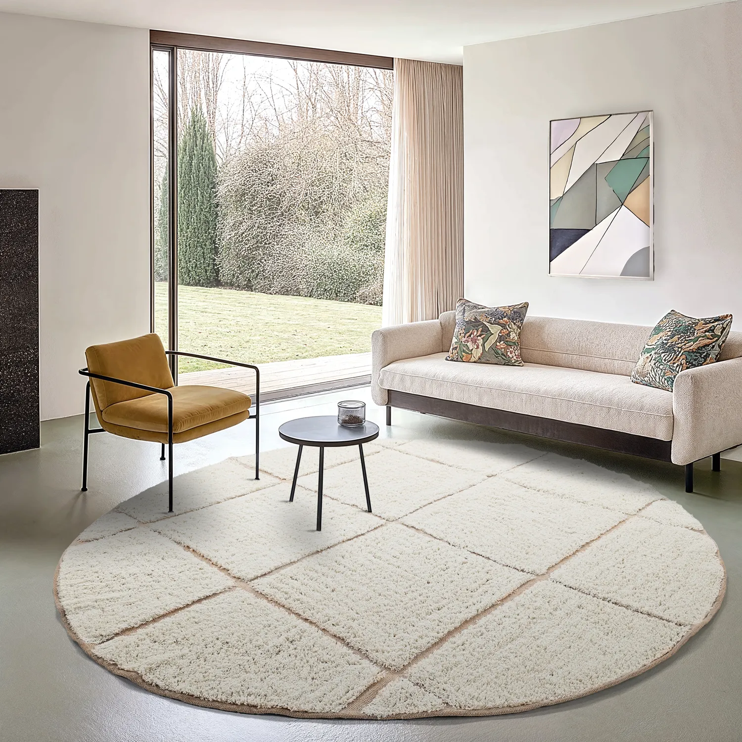 Runde tæpper - Bellevue Natural Cotton Shaggy (off white/beige)