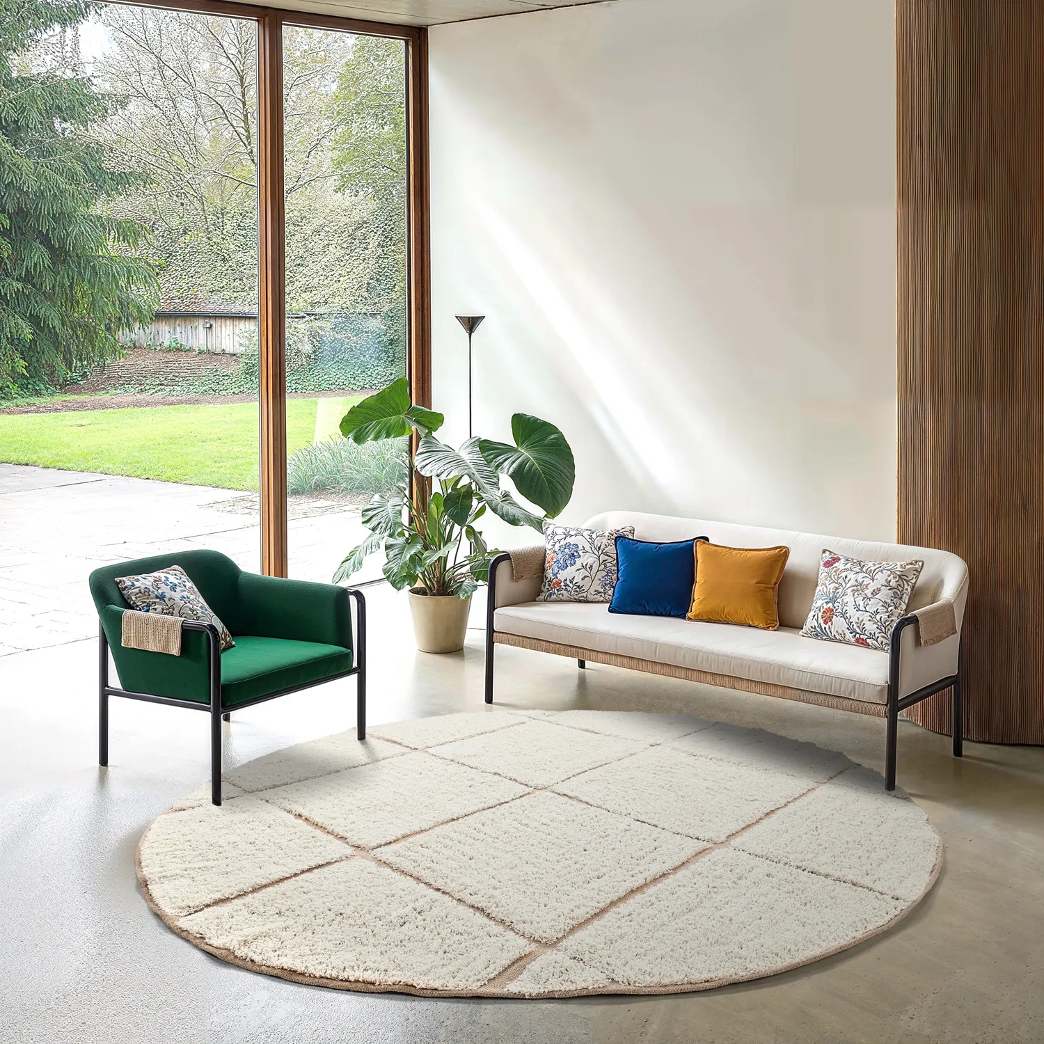 Runde tæpper - Bellevue Natural Cotton Shaggy (off white/beige)