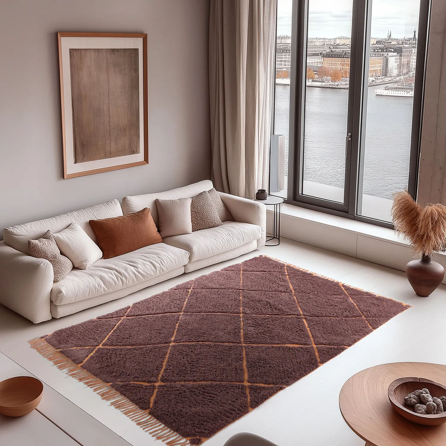 Ryatæpper - Bellevue Natural Cotton Shaggy (rød/orange)