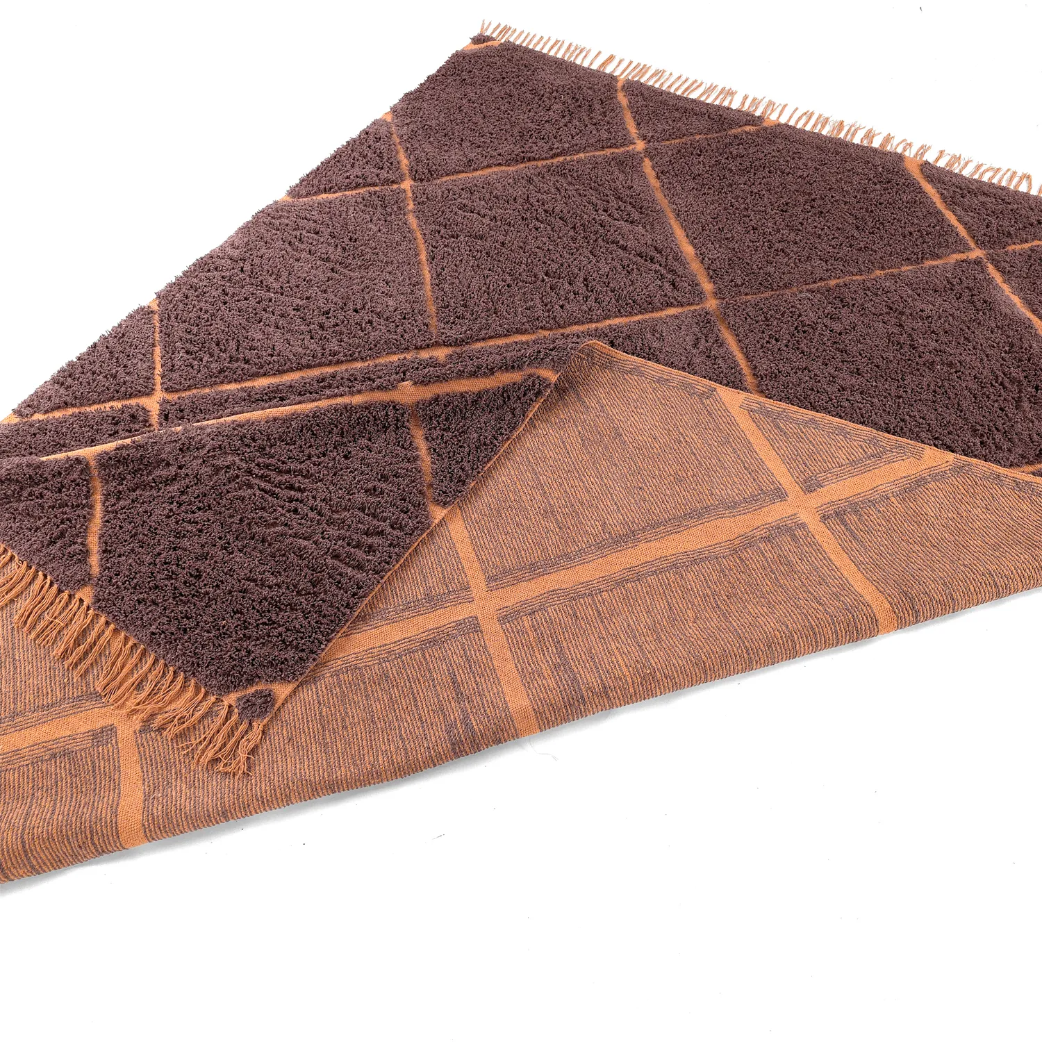 Ryatæpper - Bellevue Natural Cotton Shaggy (rød/orange)