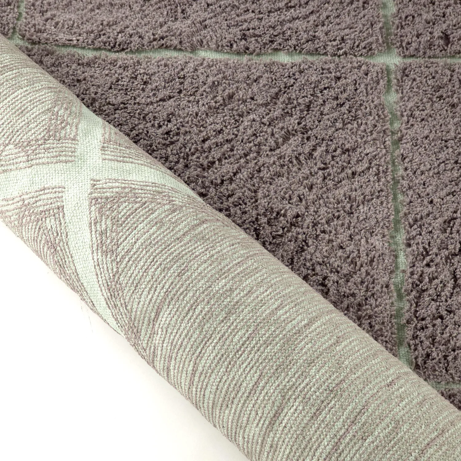 Ryatæpper - Bellevue Natural Cotton Shaggy (taupe/grøn)