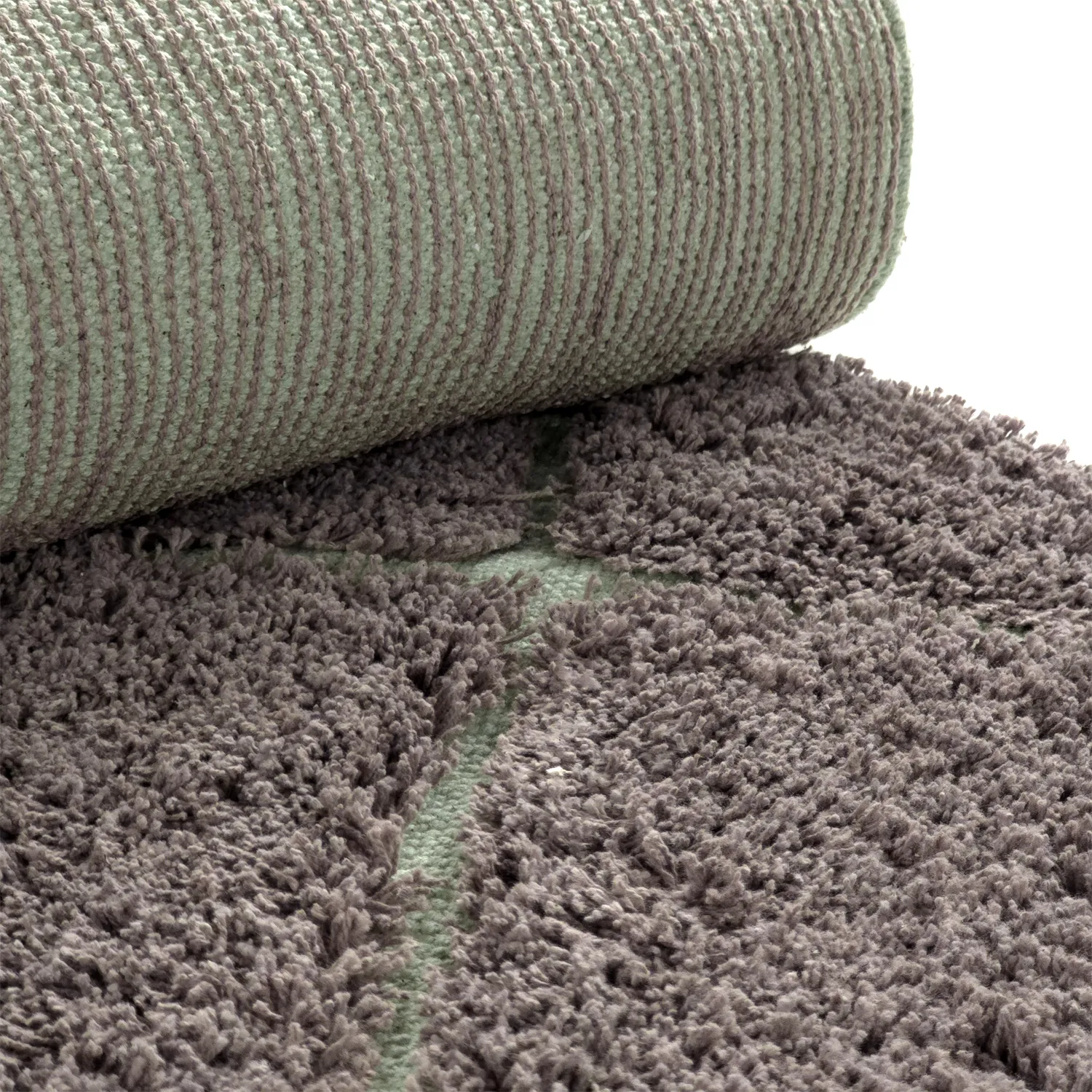 Ryatæpper - Bellevue Natural Cotton Shaggy (taupe/grøn)