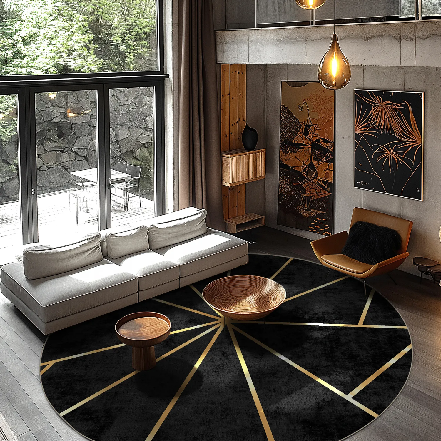 Rundt tæppe - Bellizzi (sort)