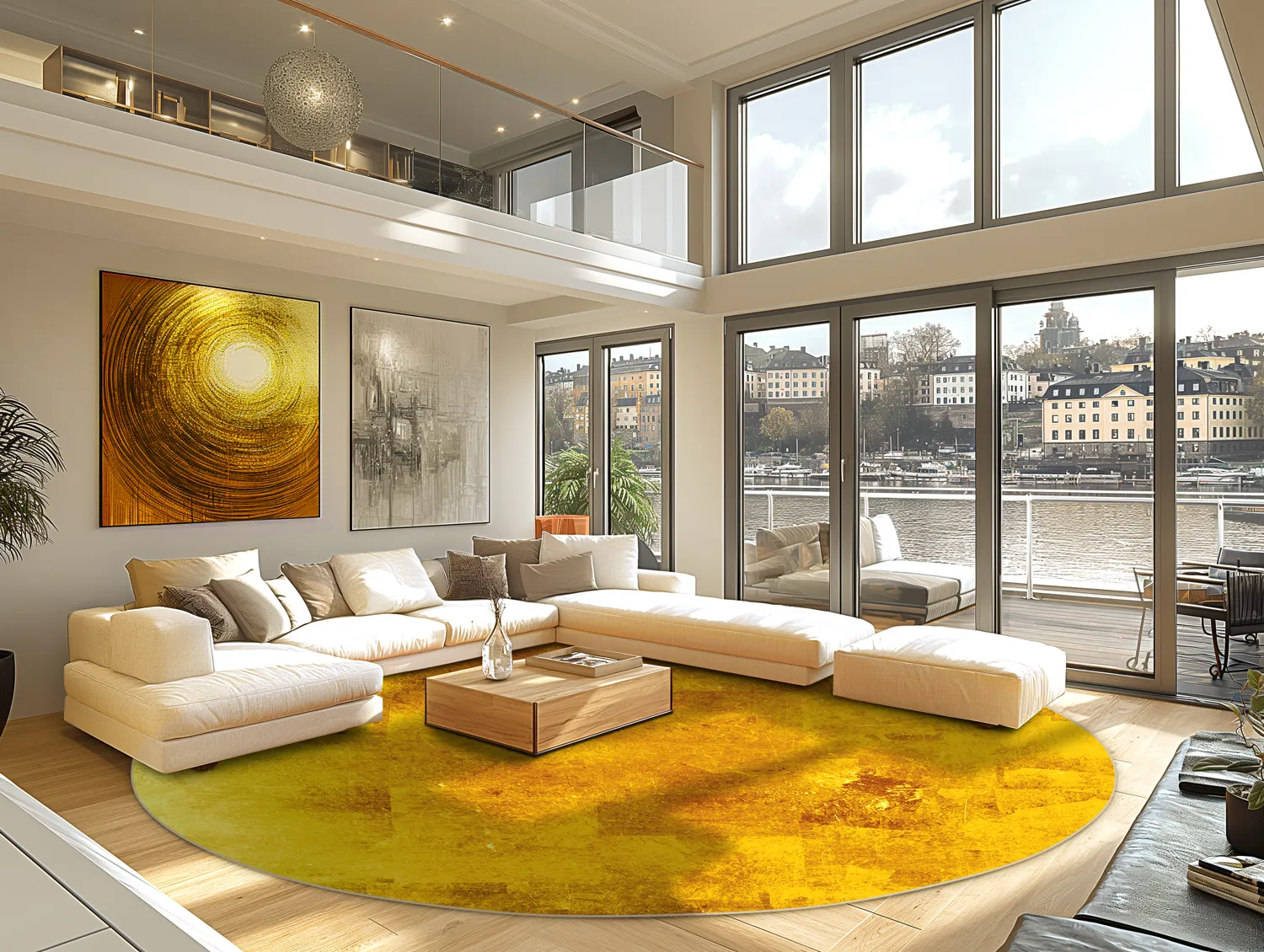 Rundt tæppe - Benali (guld)