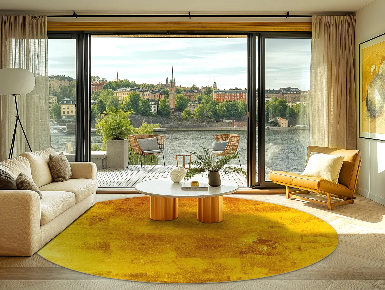 Rundt tæppe - Benali (guld)