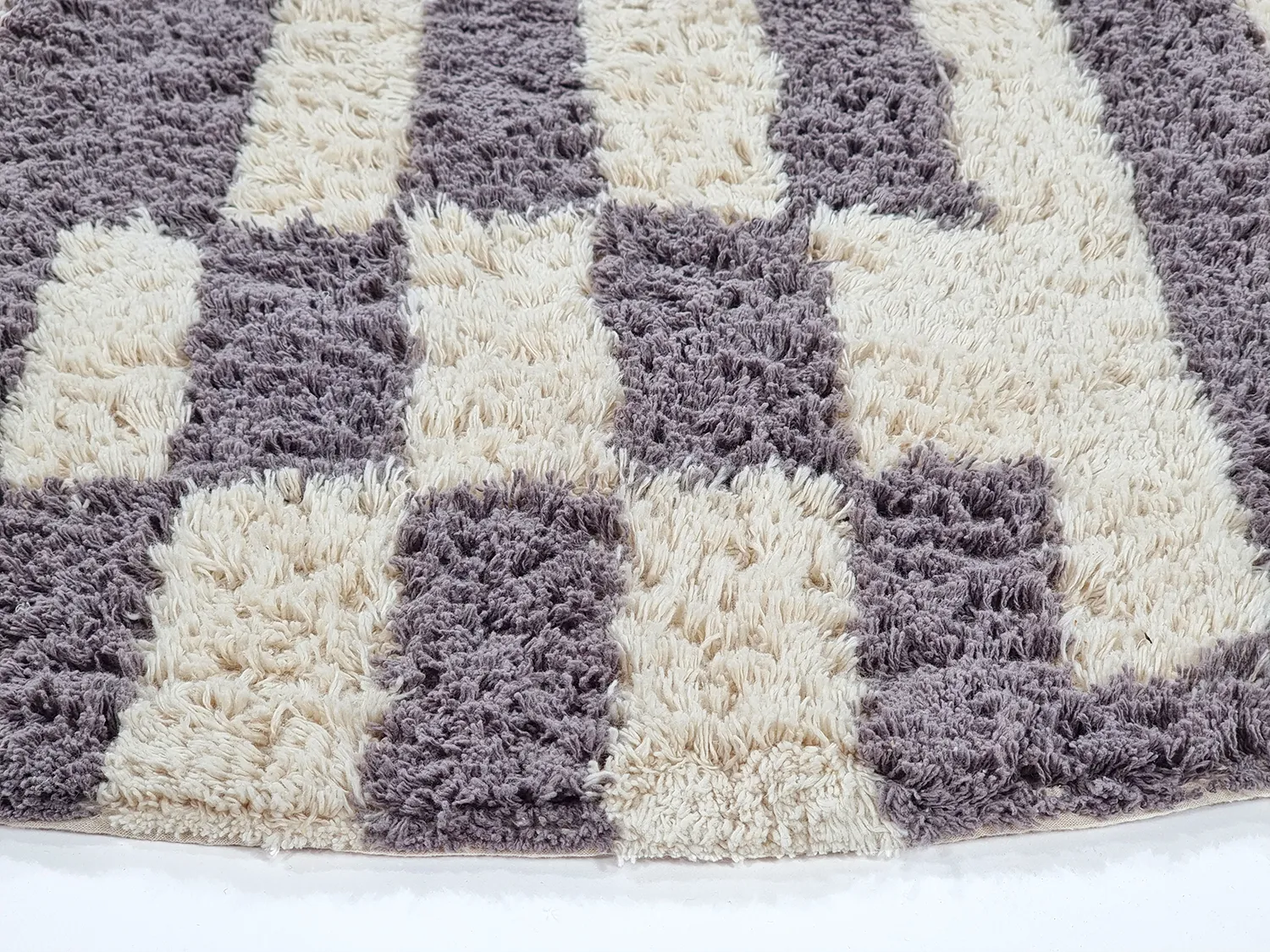 Runde tæpper - Bergamo Natural Cotton Shaggy (grå/hvid)