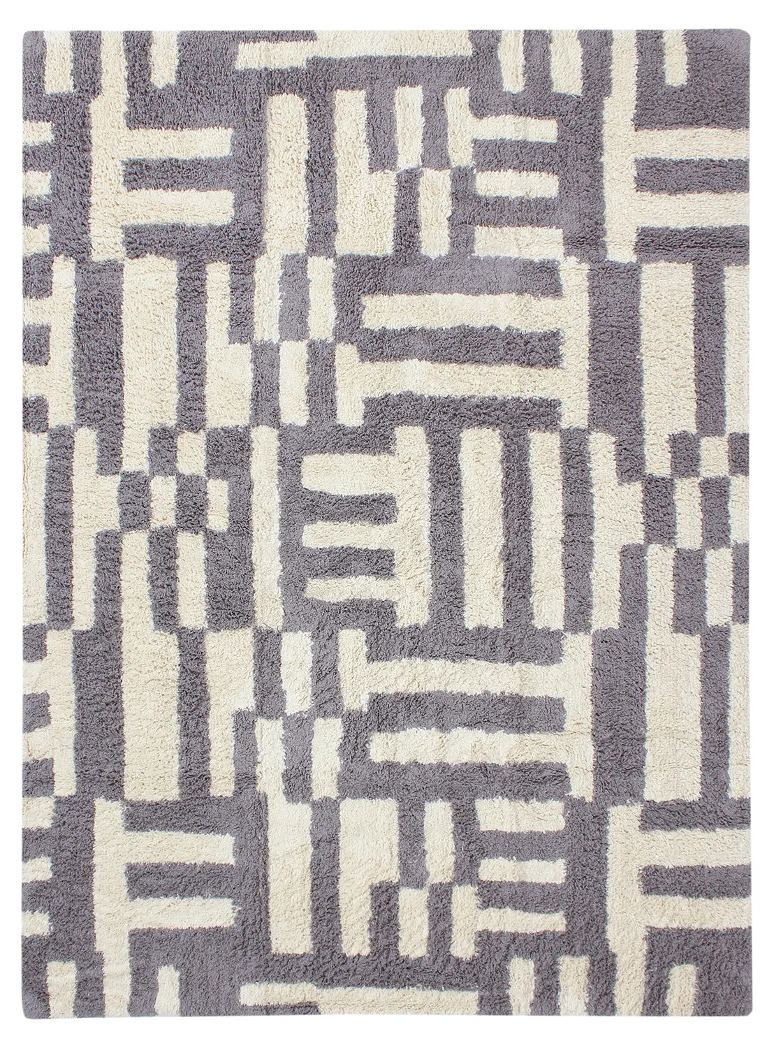 Ryatæpper - Bergamo Natural Cotton Shaggy (grå/hvid)