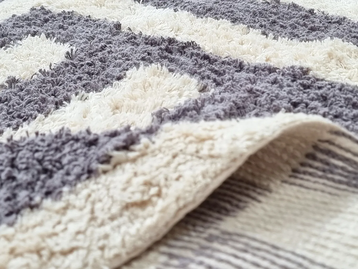 Ryatæpper - Bergamo Natural Cotton Shaggy (grå/hvid)