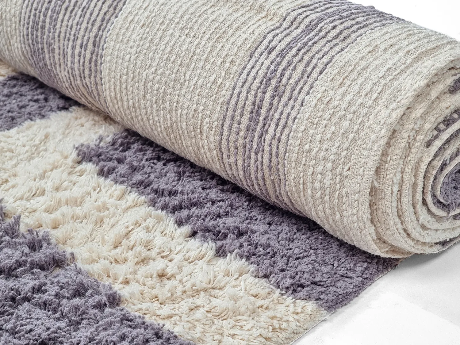 Ryatæpper - Bergamo Natural Cotton Shaggy (grå/hvid)