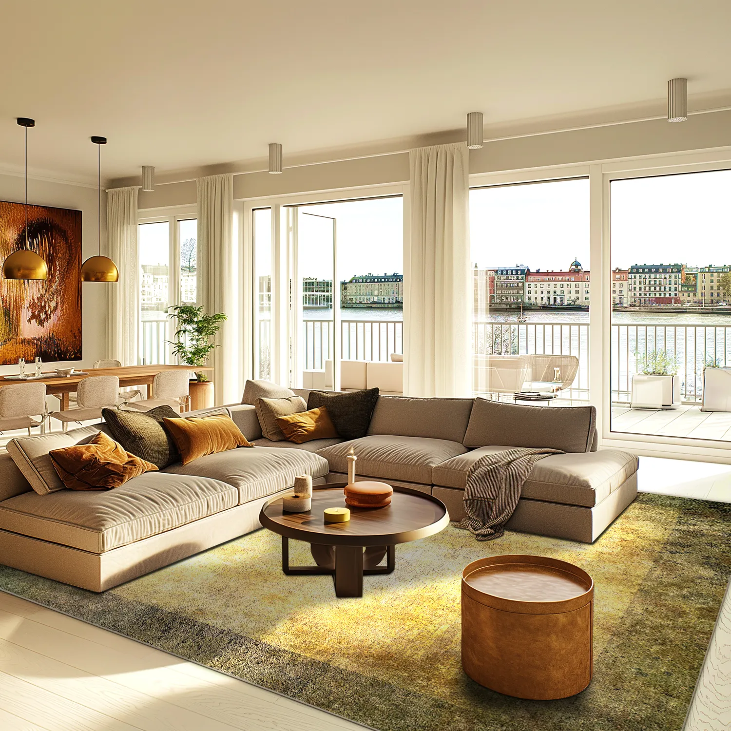 Wilton-tæppe - Campana (beige/gul)