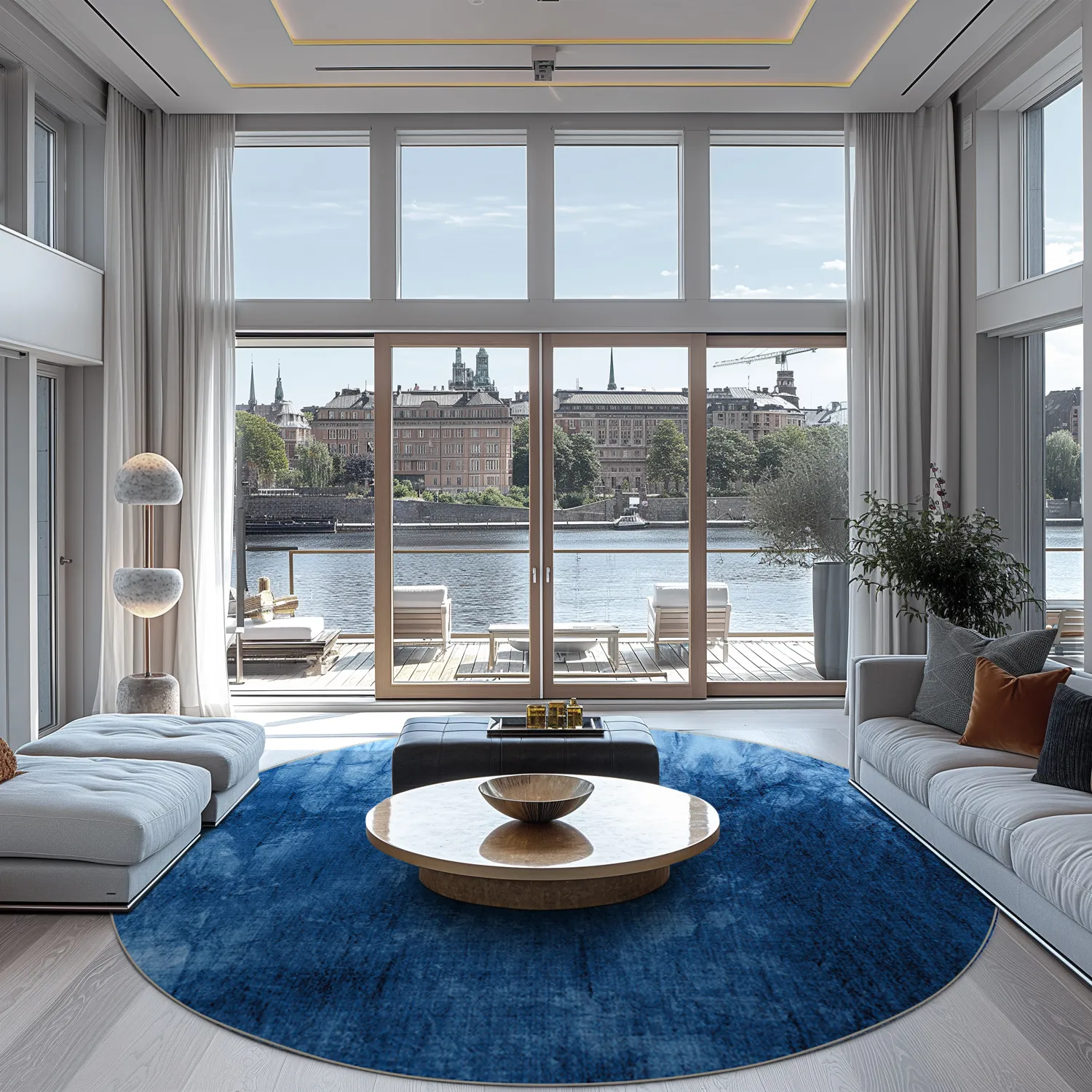 Rundt tæppe - Cargese (blå)