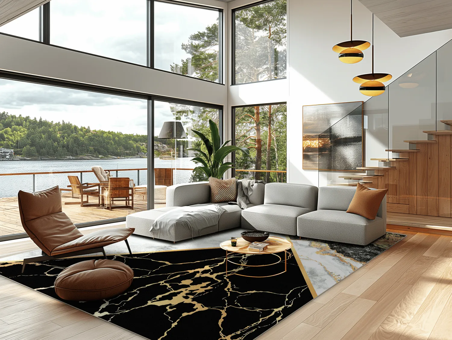 Wilton-tæppe - Cassa (grå/sort/guld)