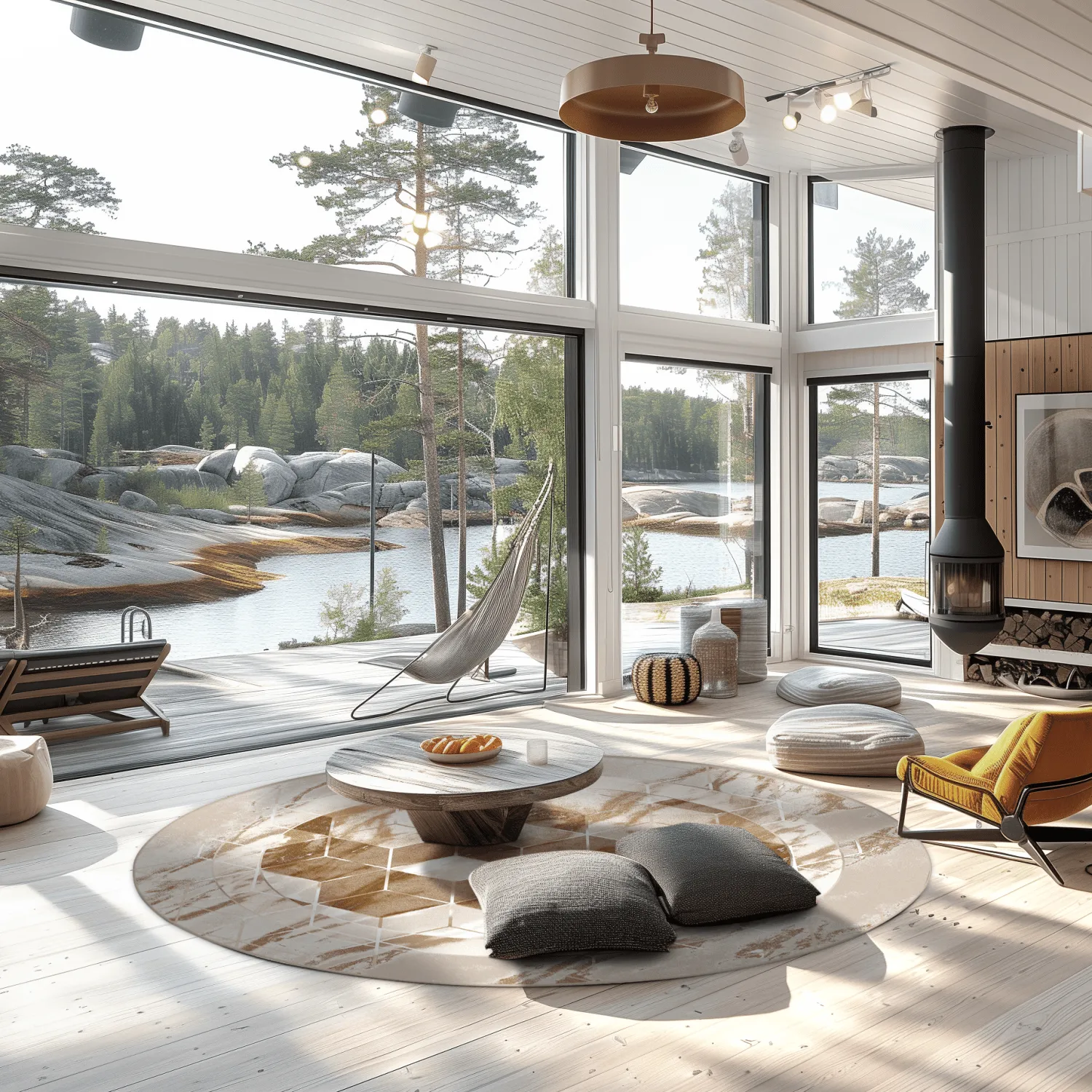 Rundt tæppe - Castello (beige/hvid)