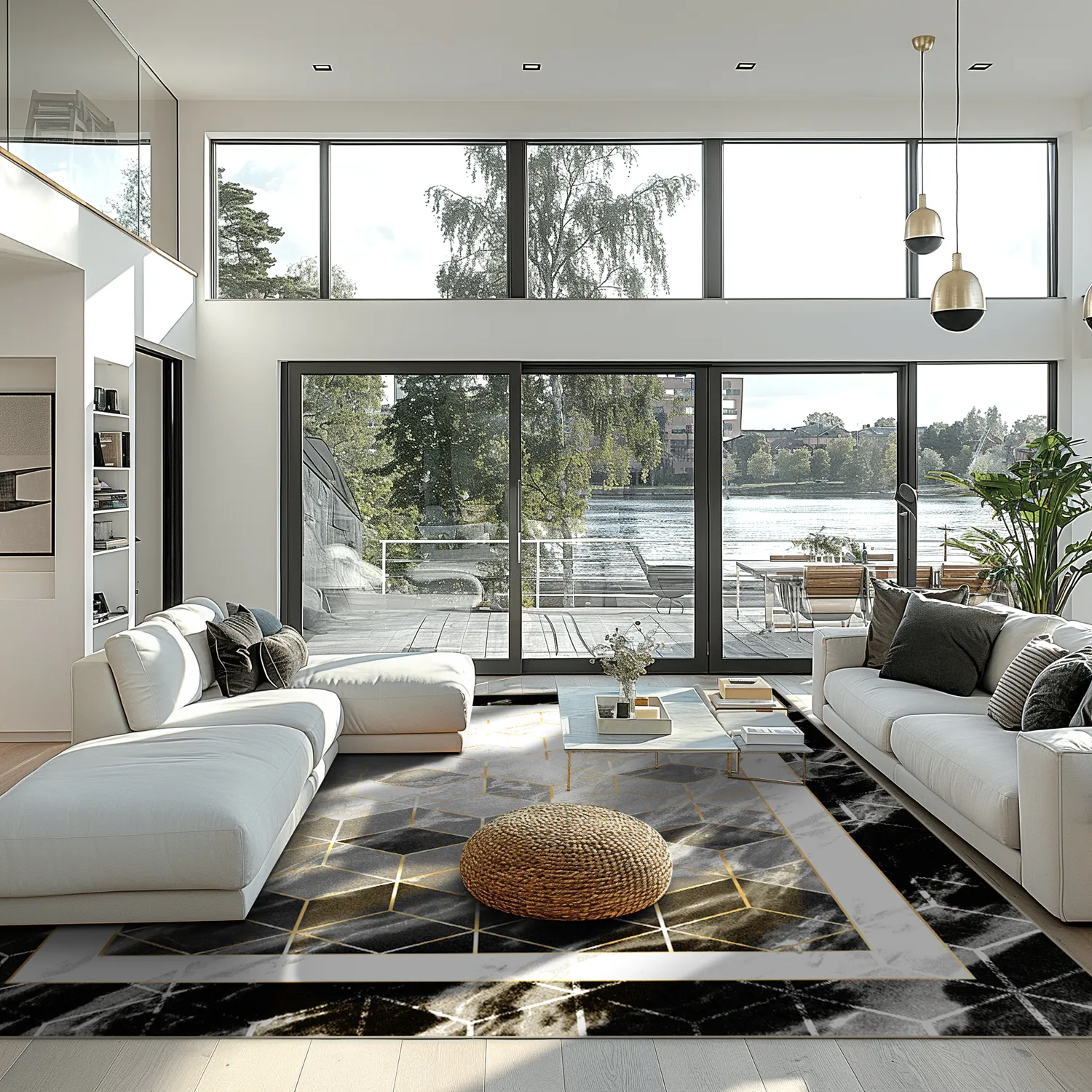 Wilton-tæppe - Castello (sort/hvid)