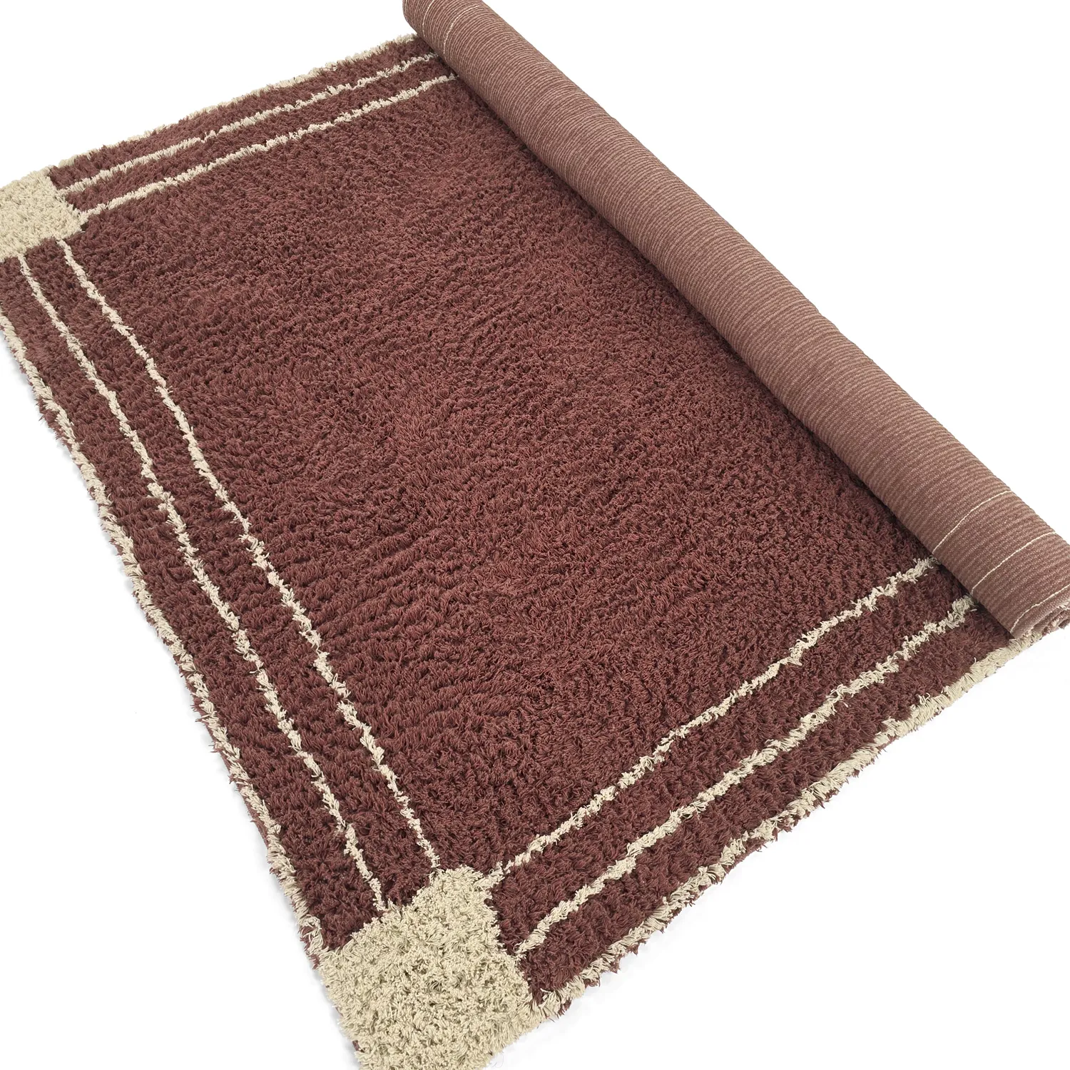 Ryatæpper - Cataya Natural Cotton Shaggy (brun/beige)