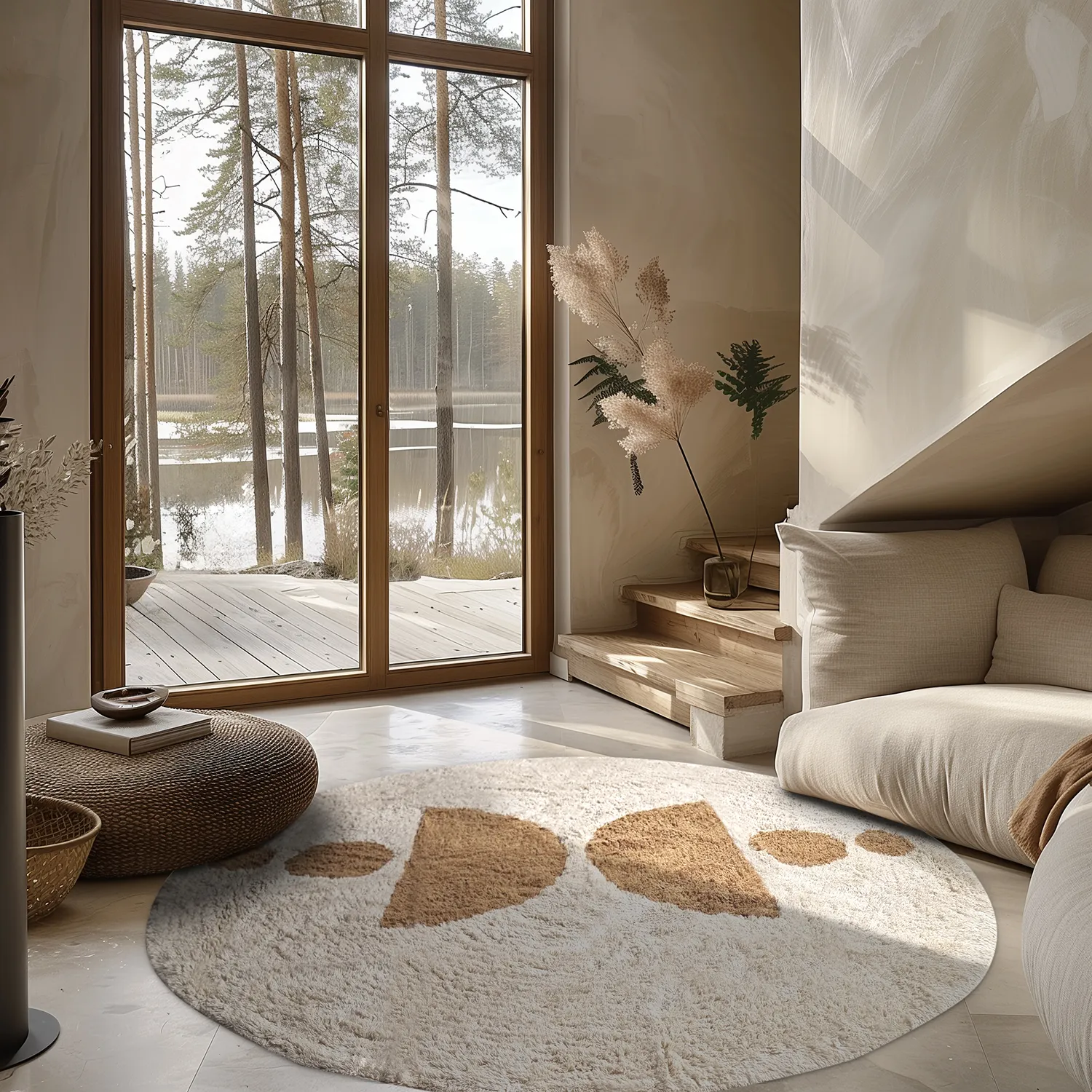 Runde tæpper - Cervia Natural Cotton Shaggy (beige)