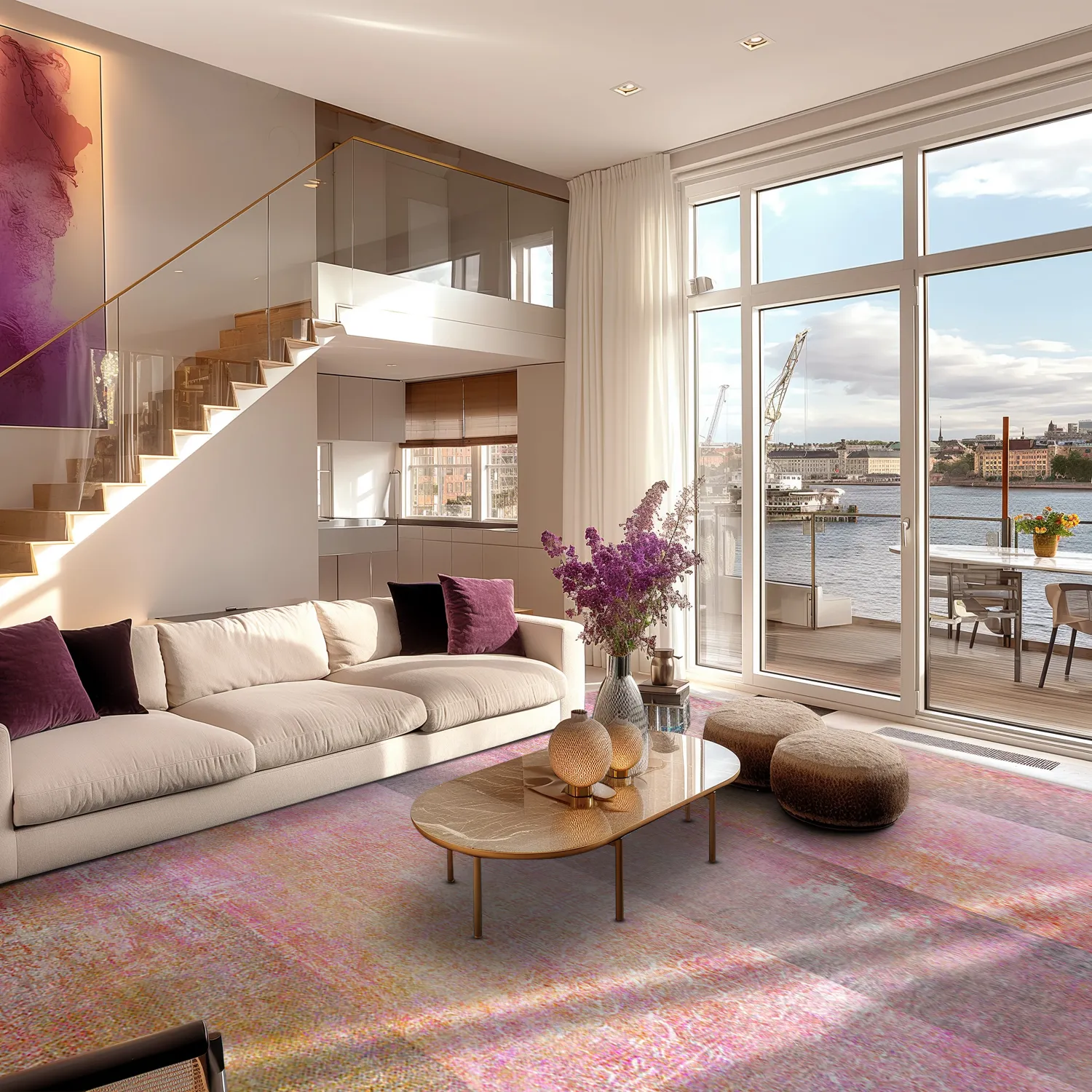 Wilton-tæppe - Cicoria (lyserød/lilla)