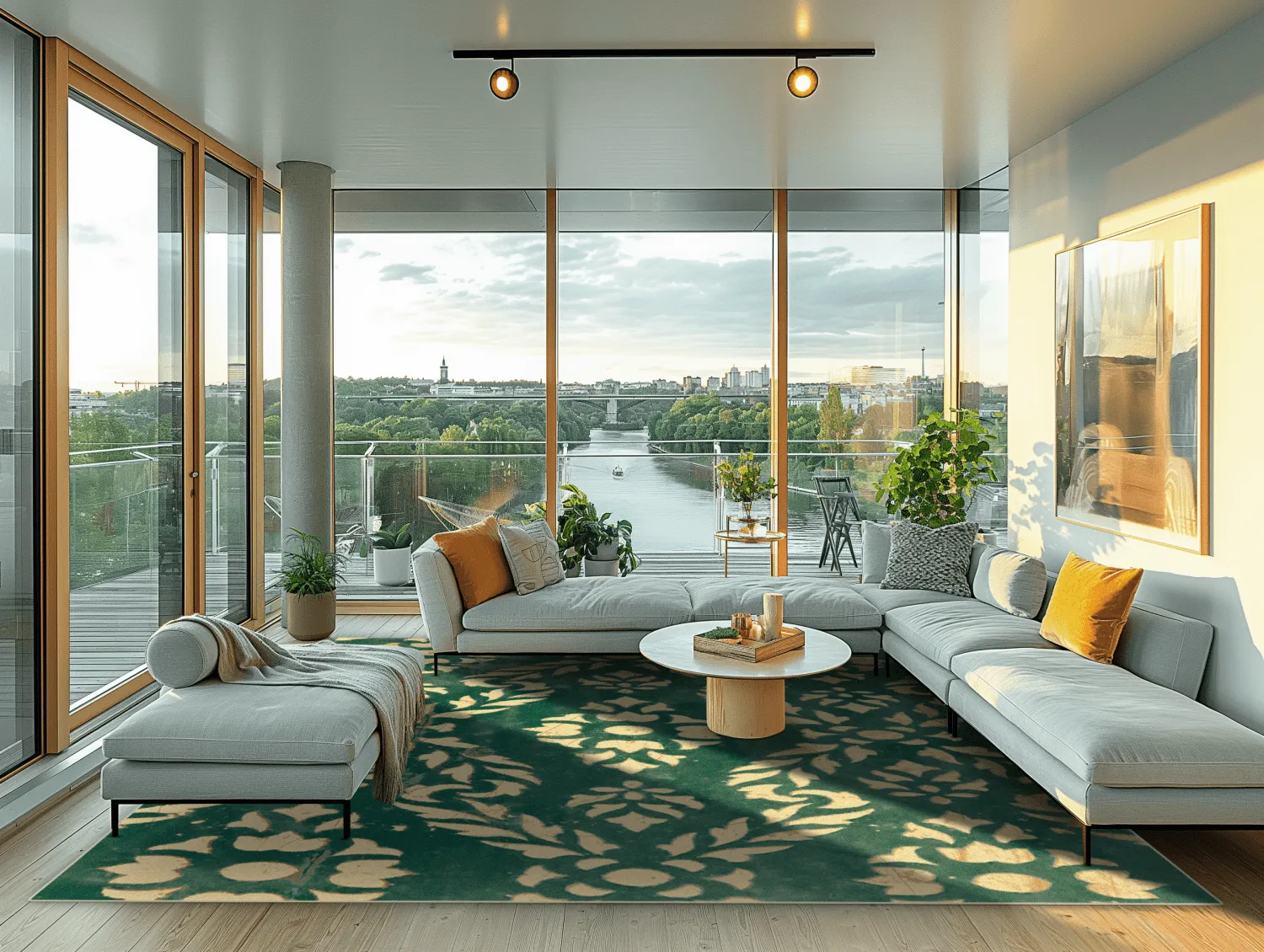 Wilton-tæppe - Circe (grøn/guld)