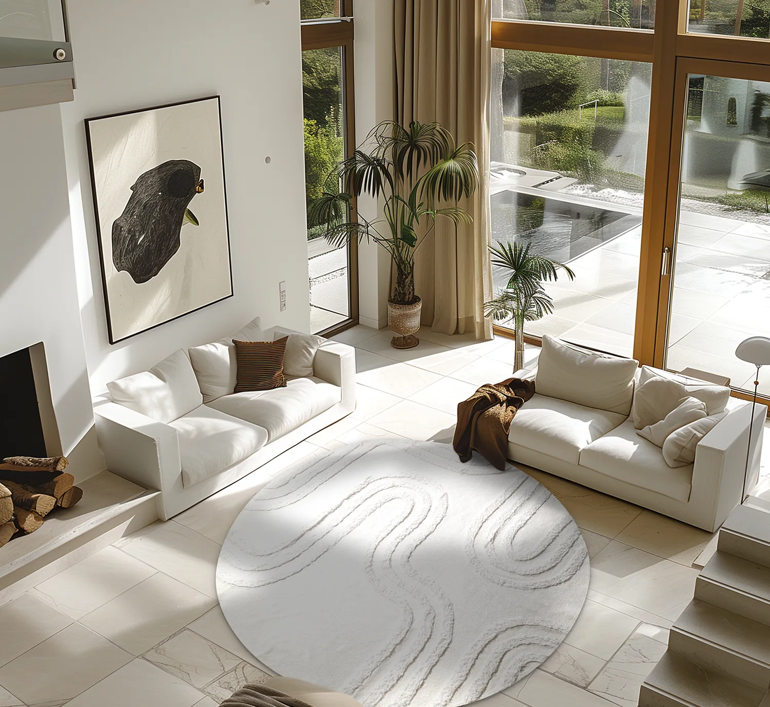 Runde tæpper - Como Natural Cotton Shaggy (offwhite)